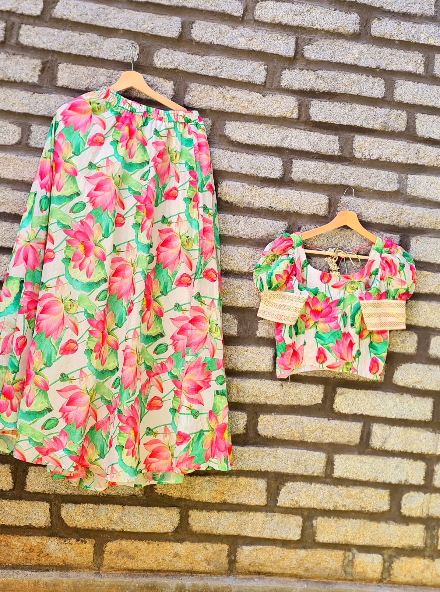 Lotus Whispers: Pure Cotton Skirt And Top