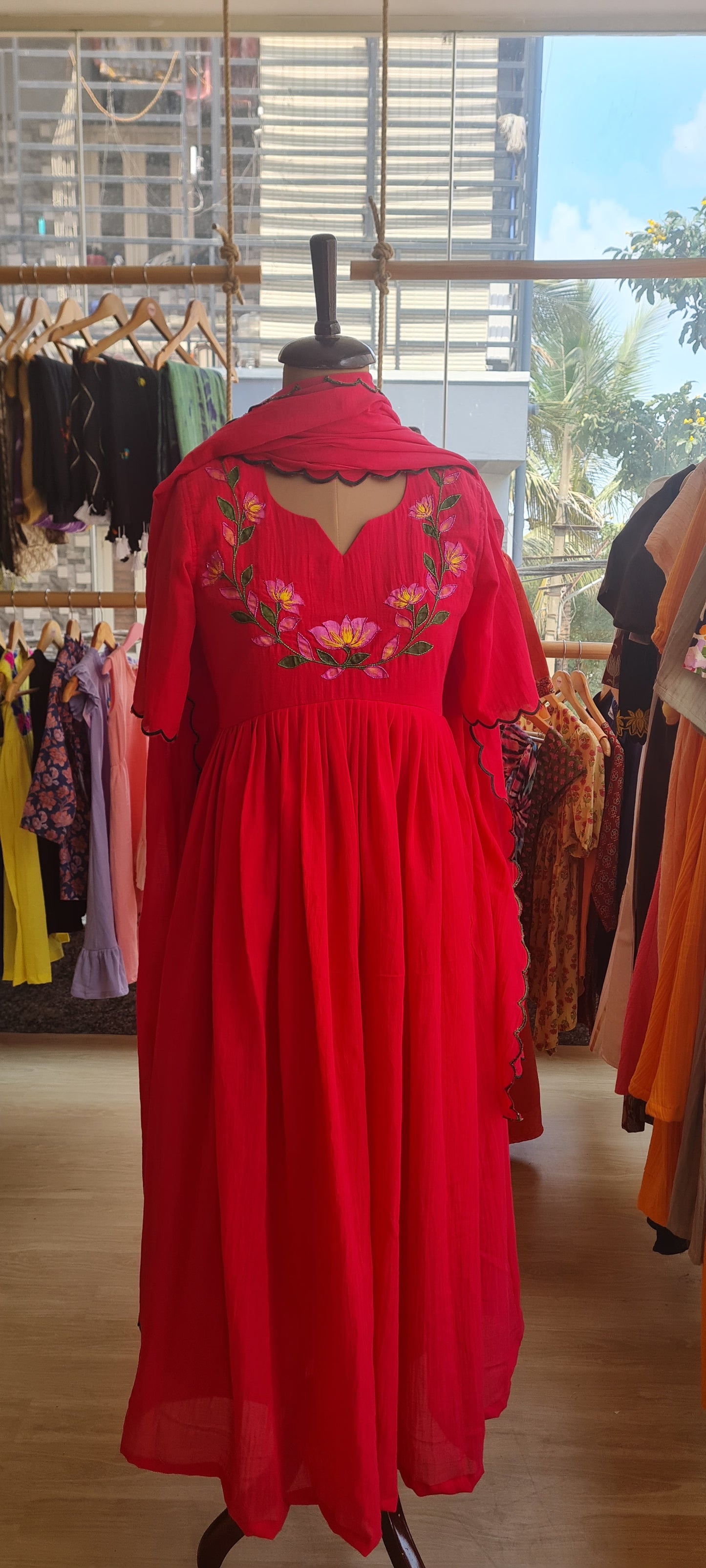 Thamarai Malargal- lotus bloom Frock with Scallop Dupatta