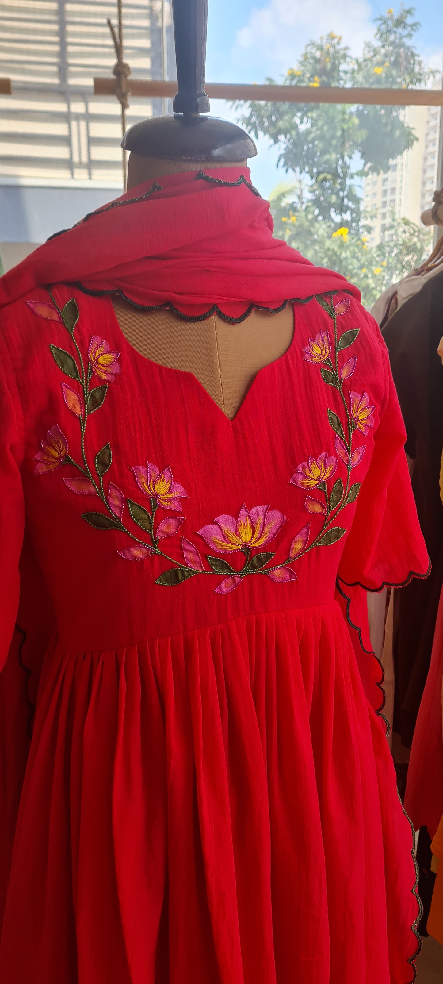 Thamarai Malargal- lotus bloom Frock with Scallop Dupatta