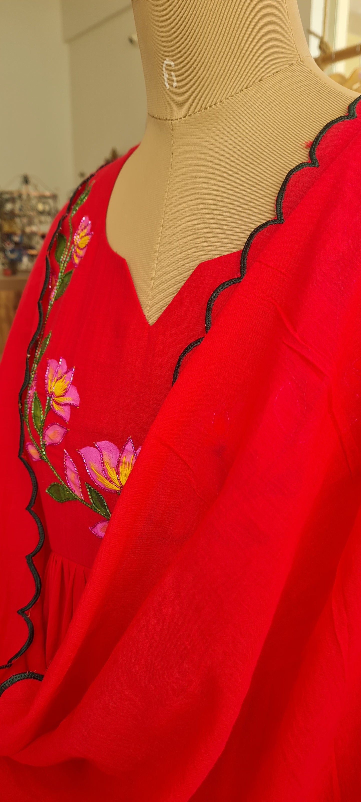 Thamarai Malargal- lotus bloom Frock with Scallop Dupatta