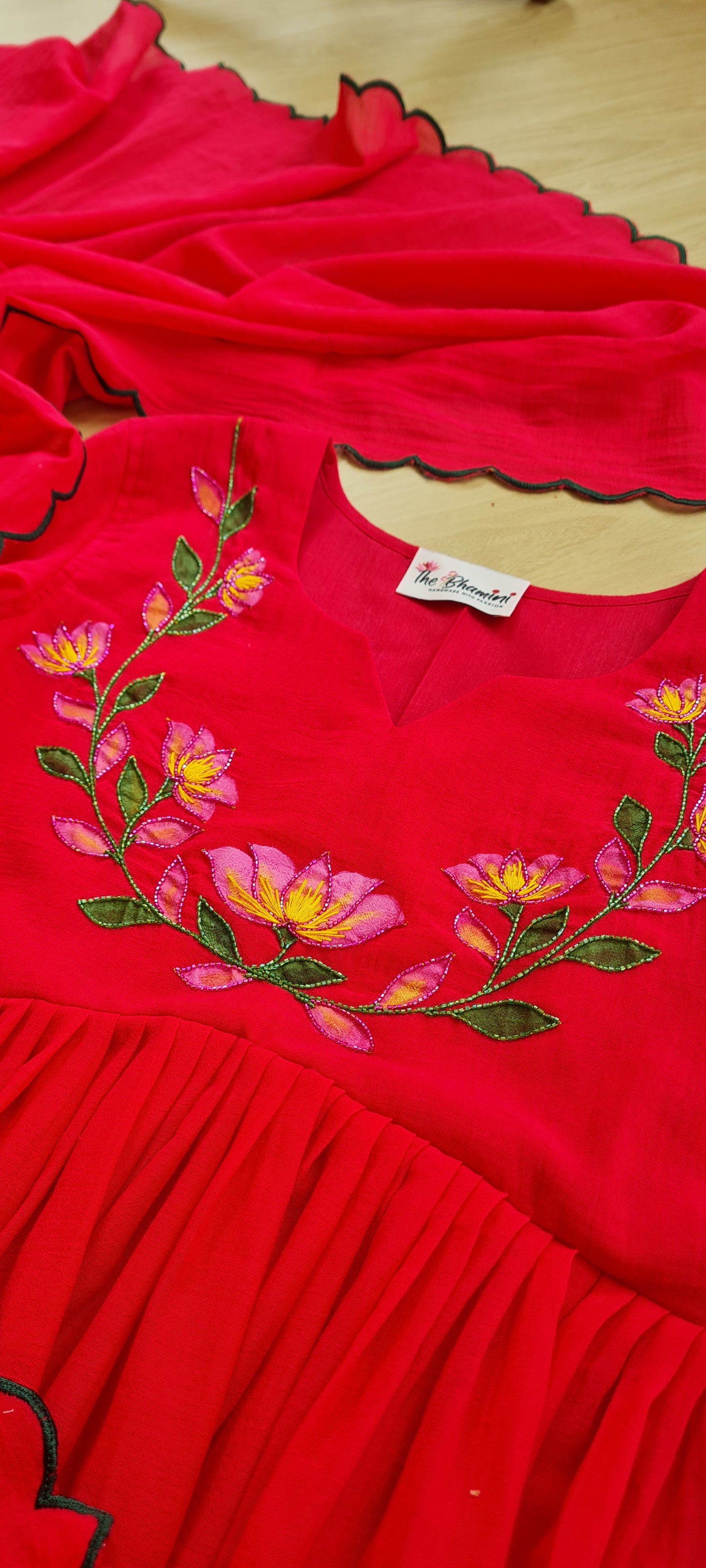 Thamarai Malargal- lotus bloom Frock with Scallop Dupatta