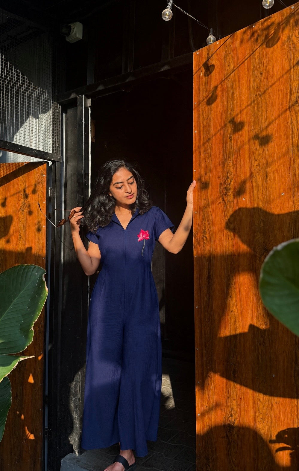 Navy Lotus Jumpsuit