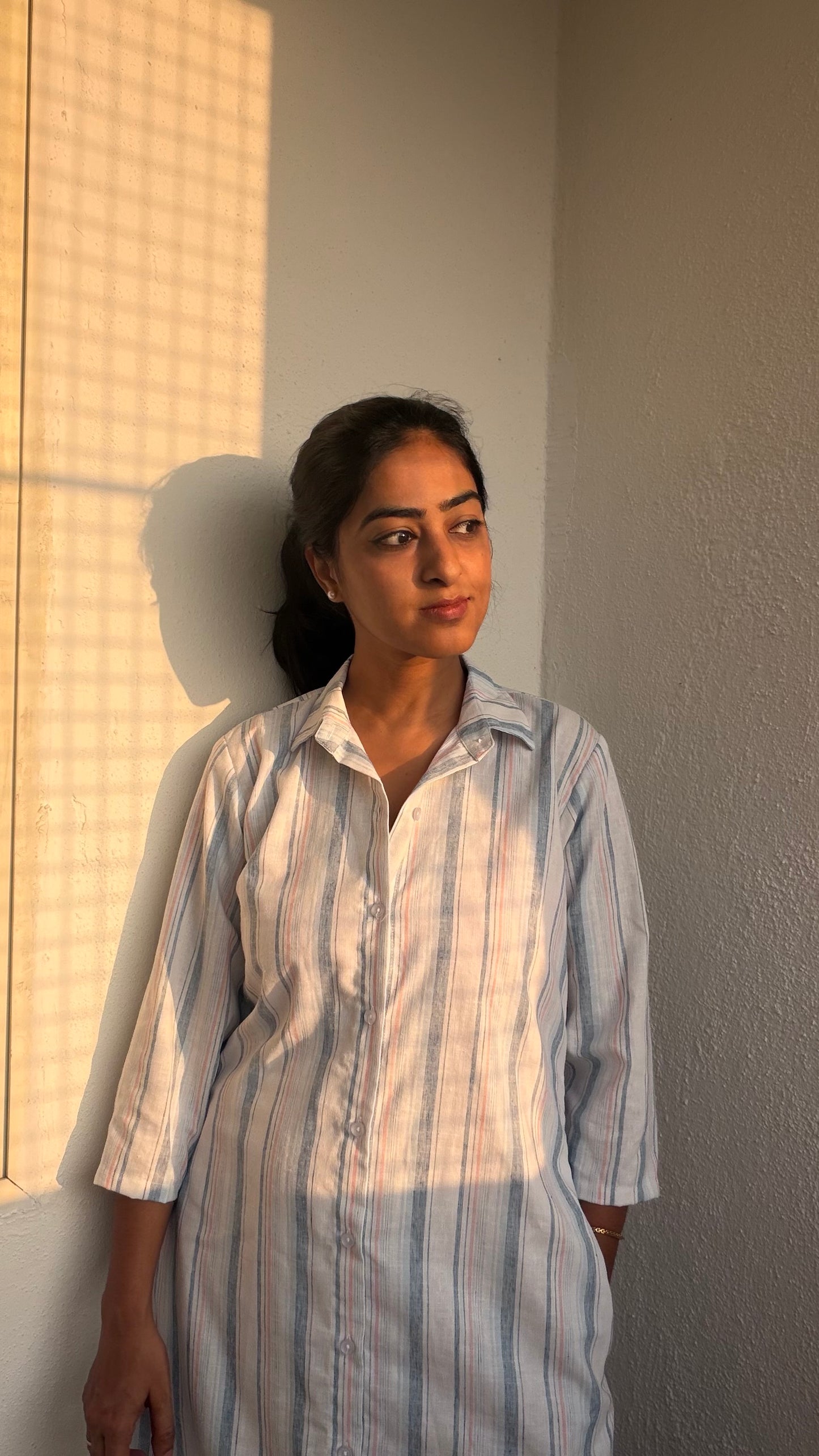 Ivory Stripe – Serene Edit Shirt Dress