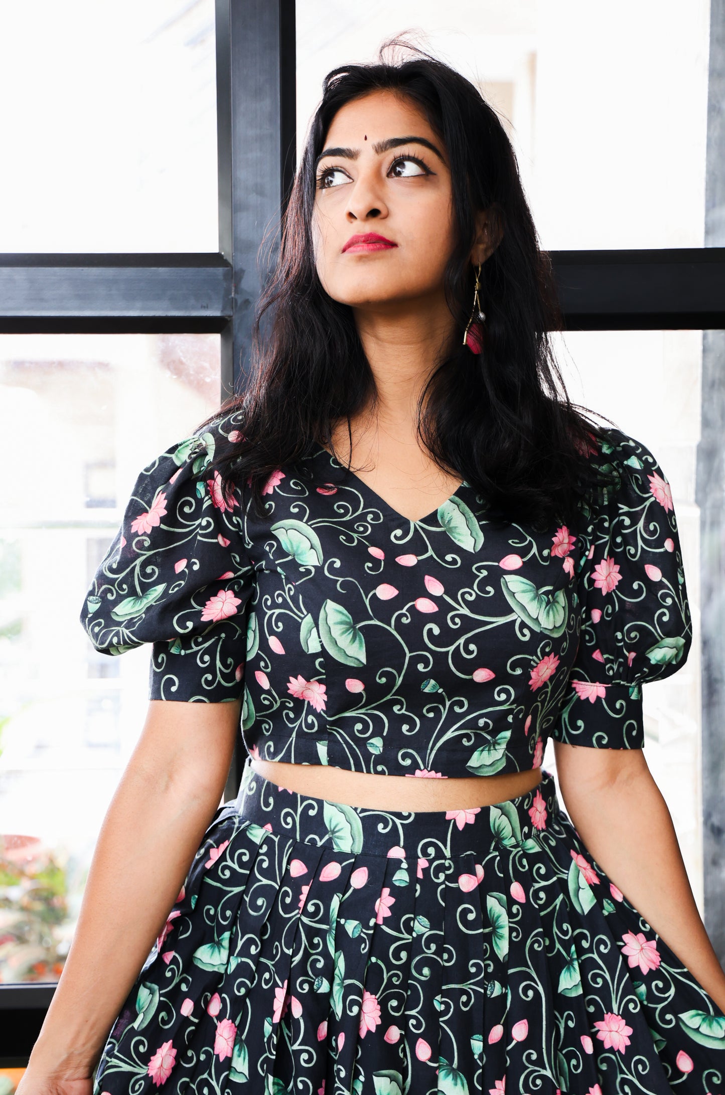 The Pichwai Skirt And Top in Black
