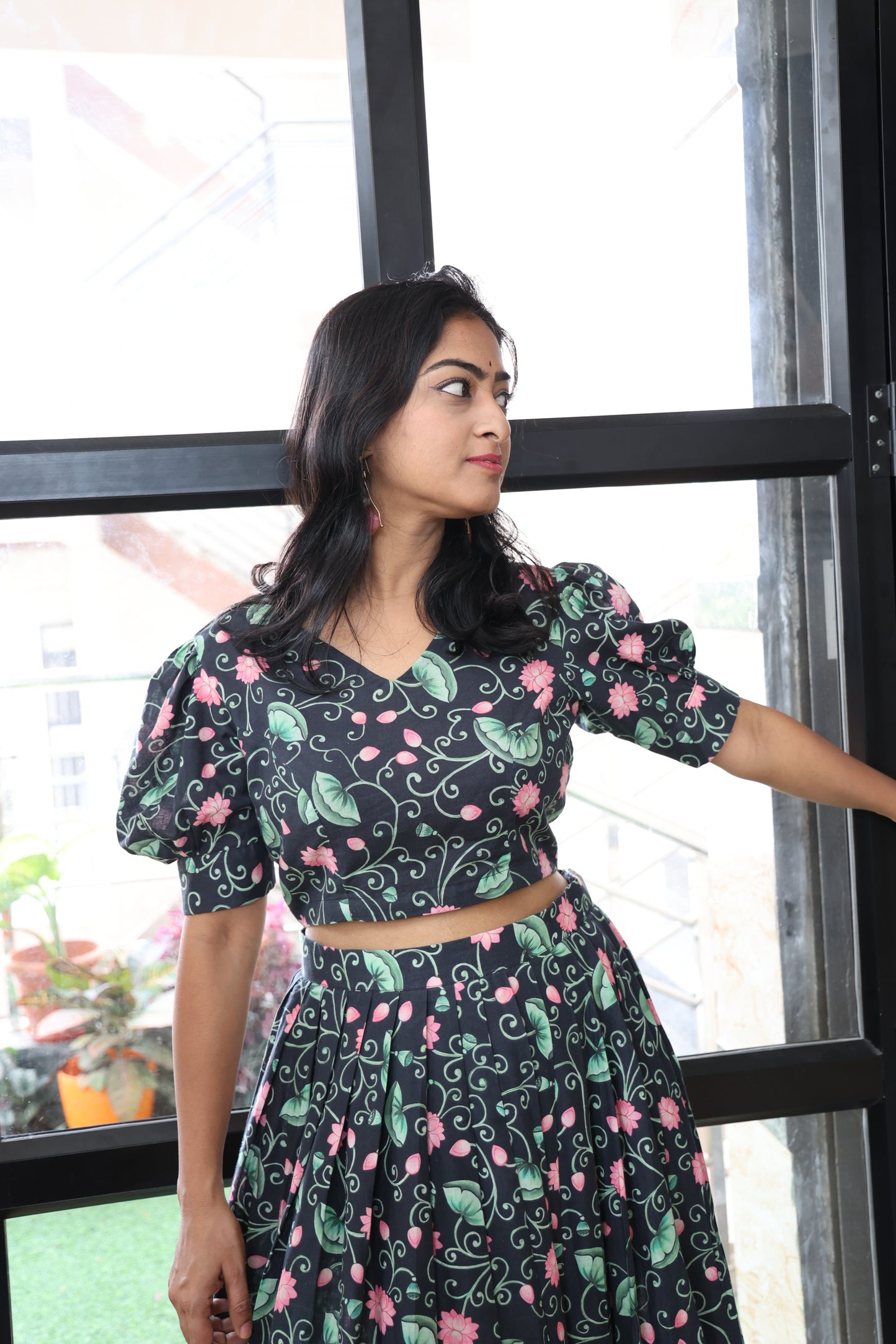 The Pichwai Skirt And Top in Black