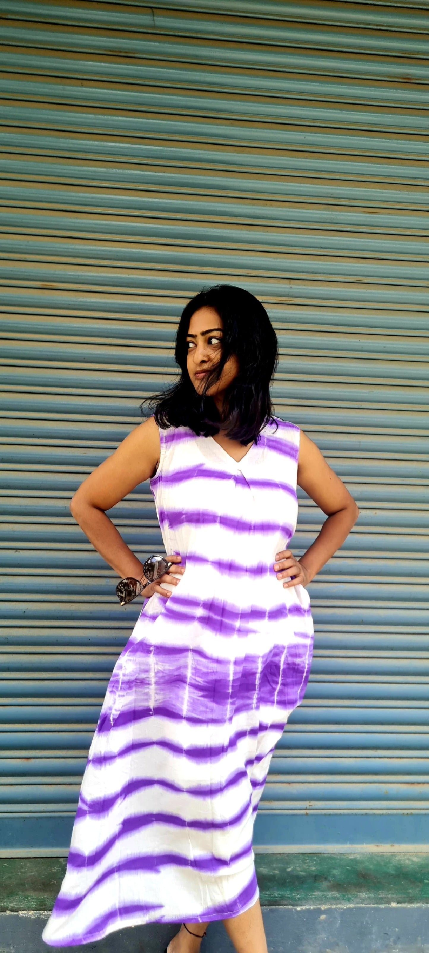 Purple Tie And Dye Mul Cotton Frock