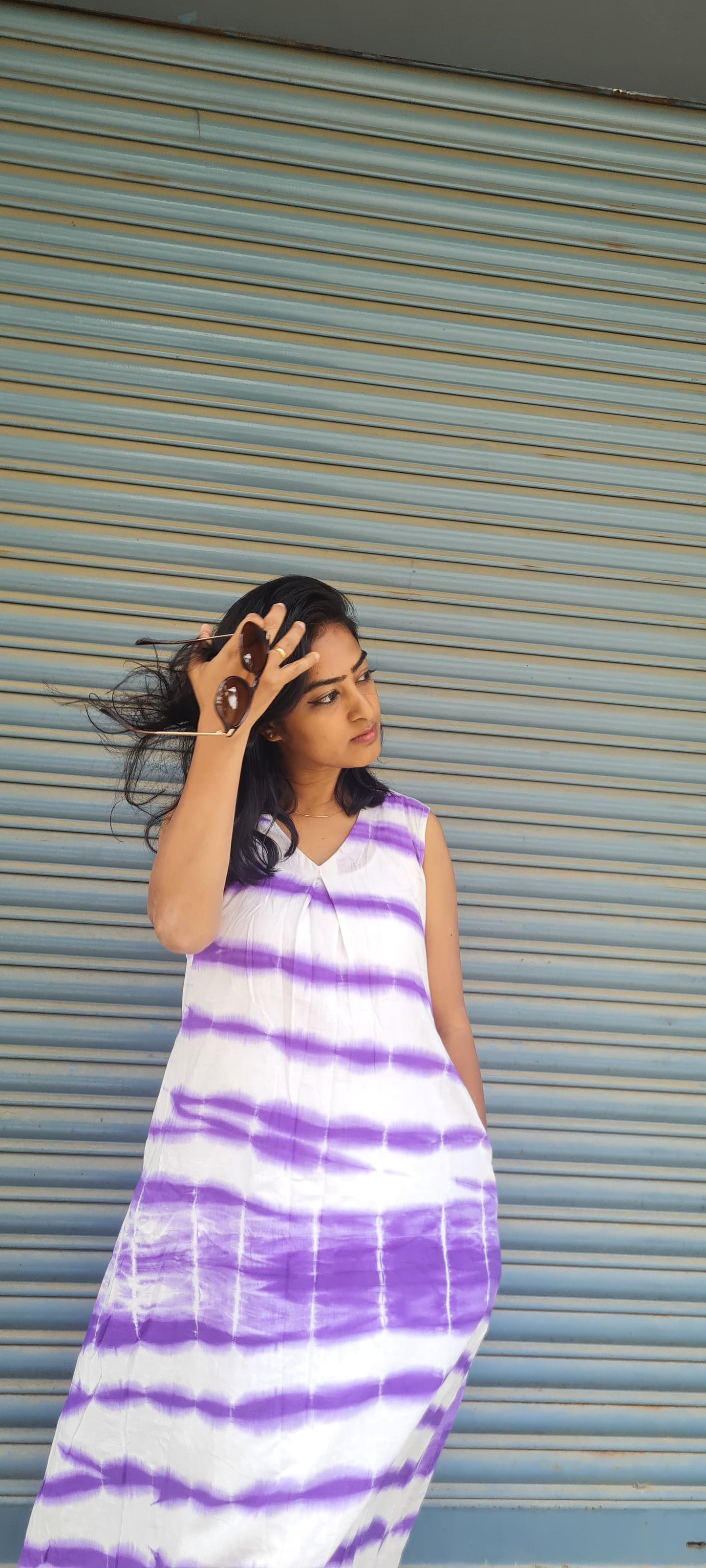 Purple Tie And Dye Mul Cotton Frock