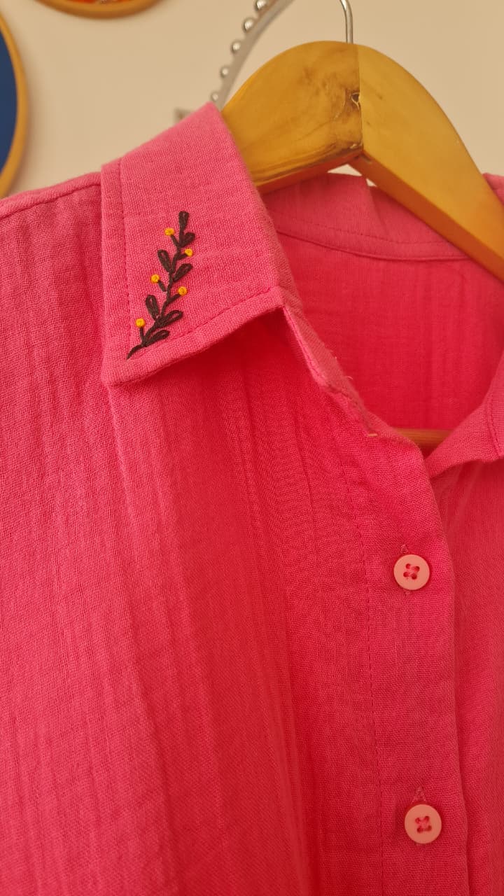 Joy Pink Leaf Shirt(SH0005)