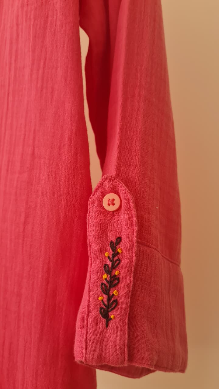 Joy Pink Leaf Shirt(SH0005)