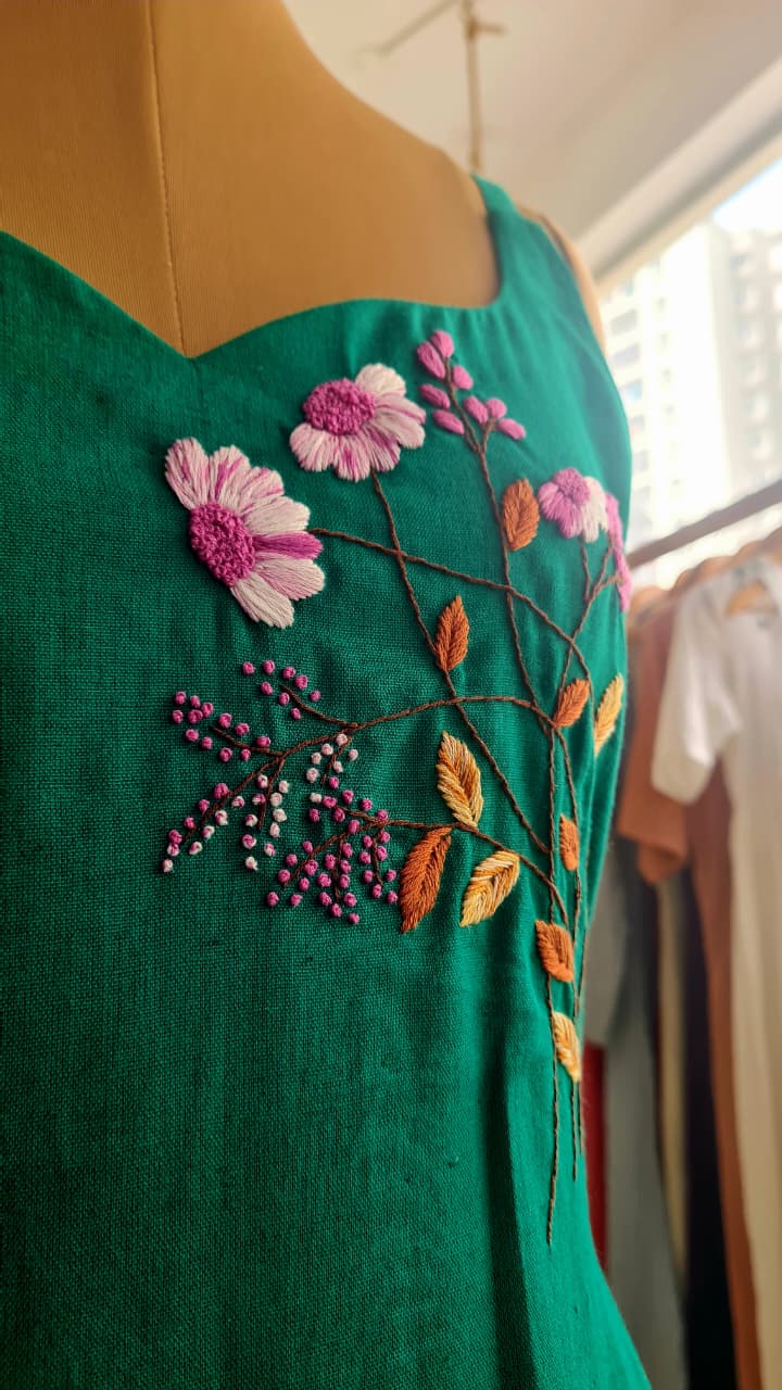 ๐ธ Emerald Garden Slip Dress-FR1047