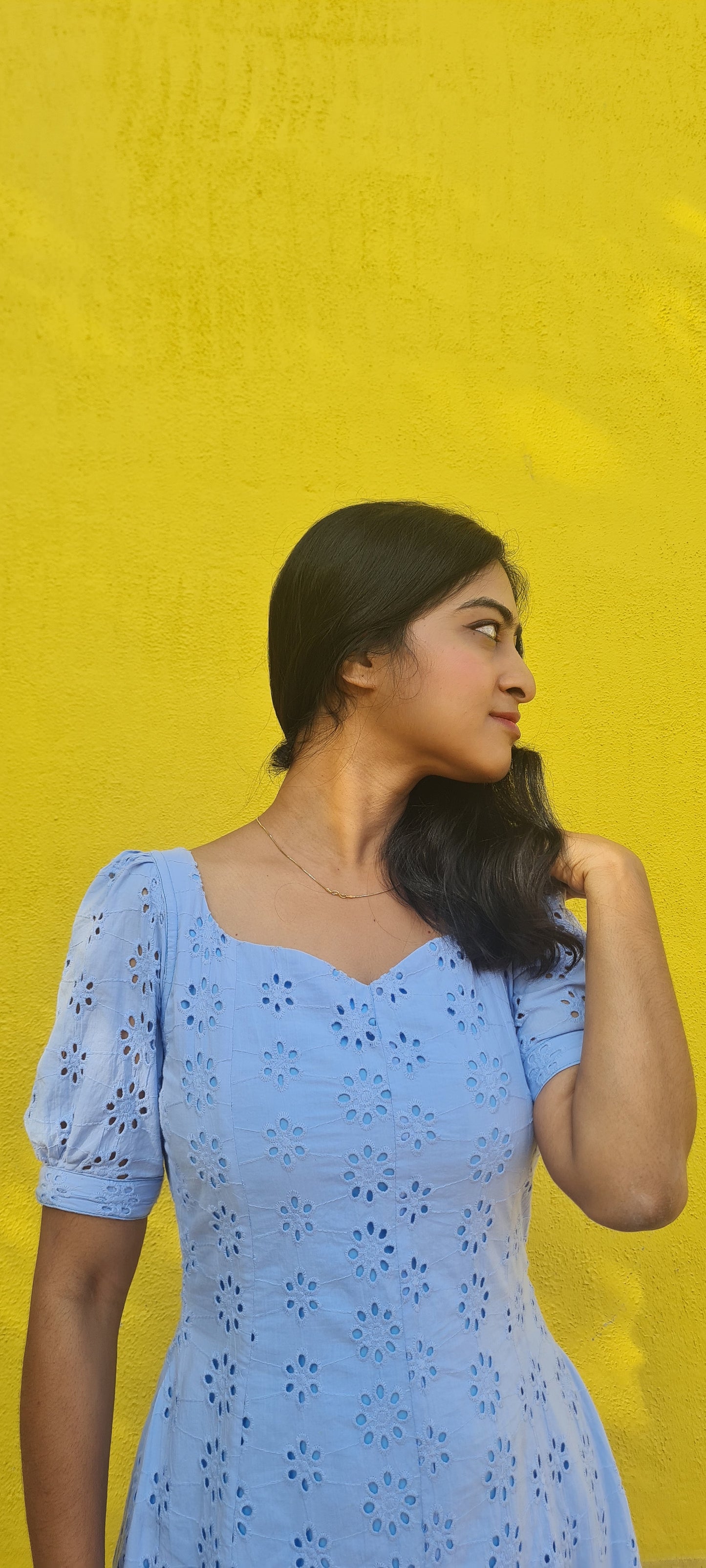 Soft Elegance: Powder Blue Hakoba Cotton Frock