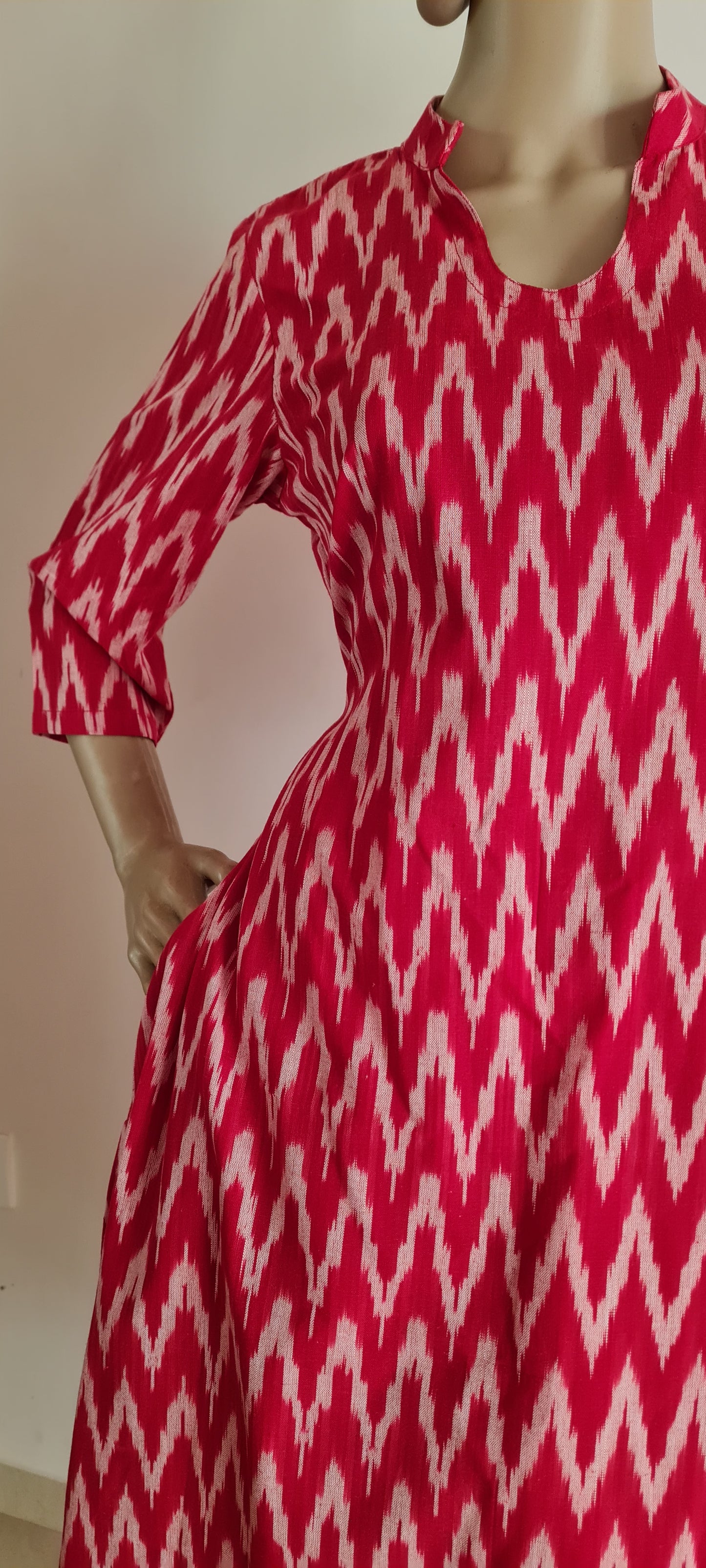 Red Ikat Frock: Perfect for Office or College Wear