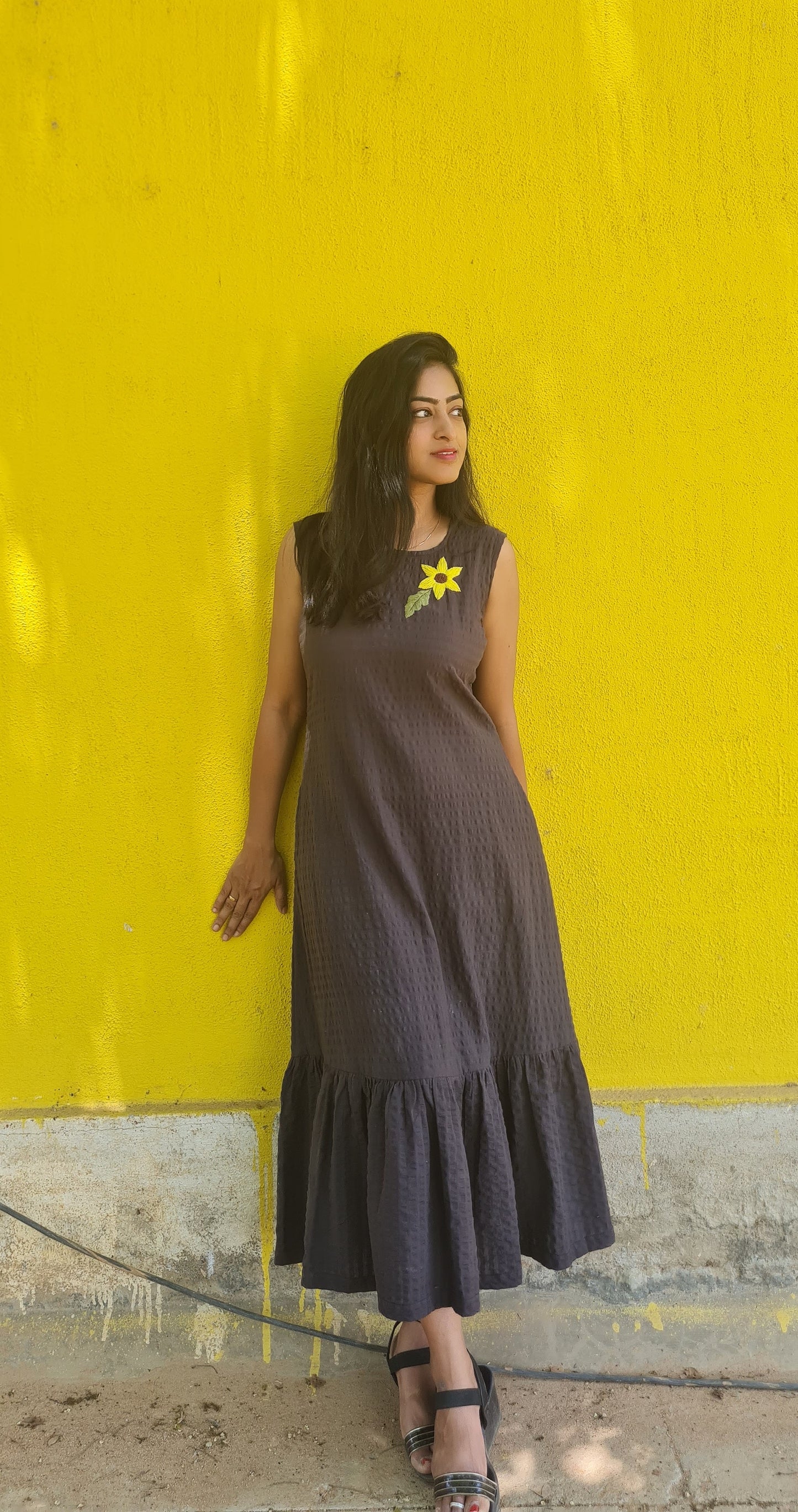 Sunflower black popcorn frock