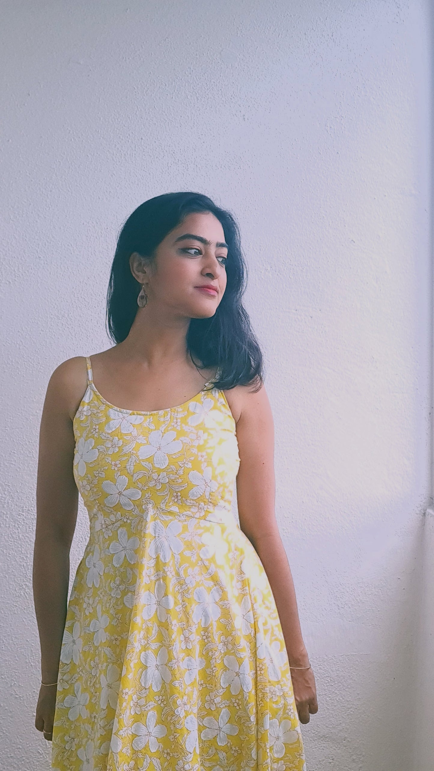 Golden Bloom Cotton Flared Dress