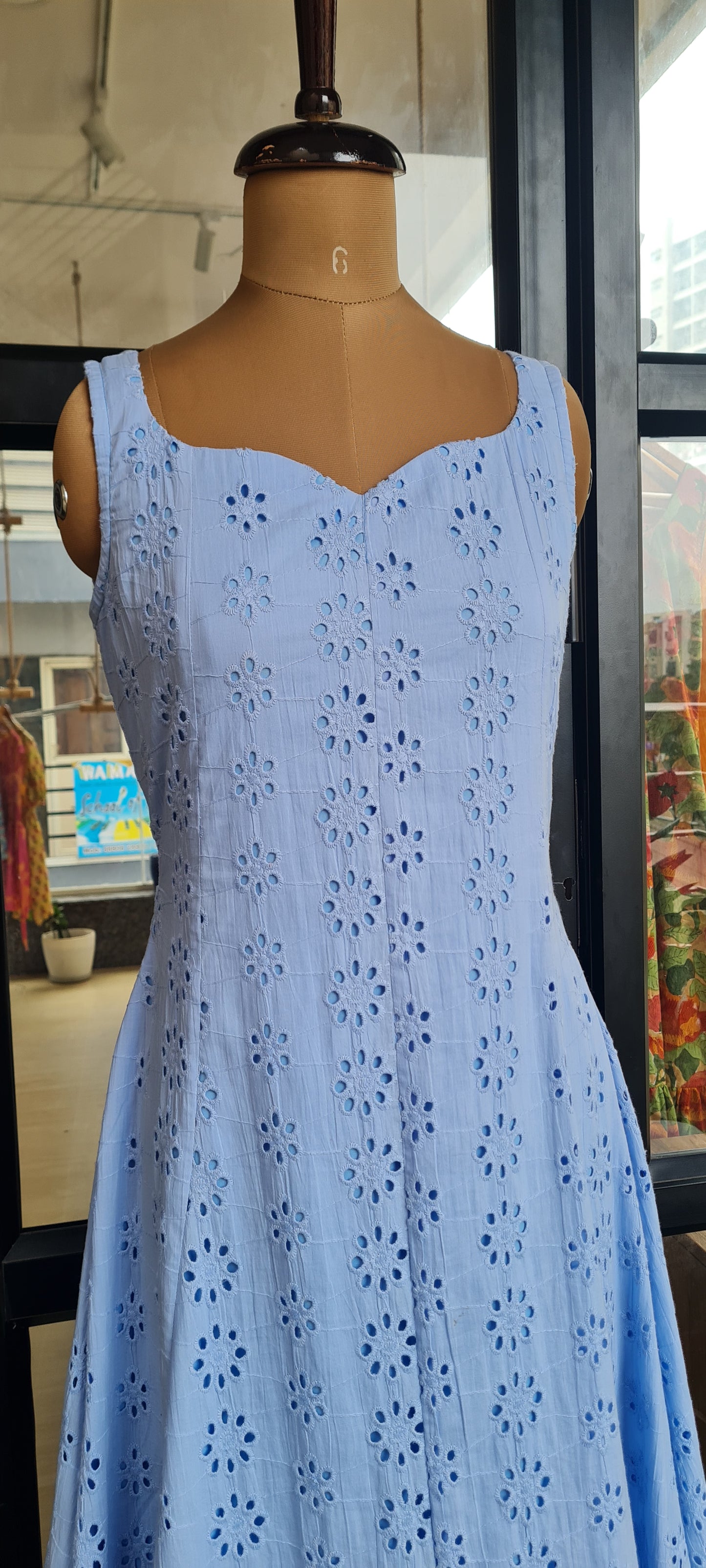 Soft Elegance: Powder Blue Hakoba Cotton Frock