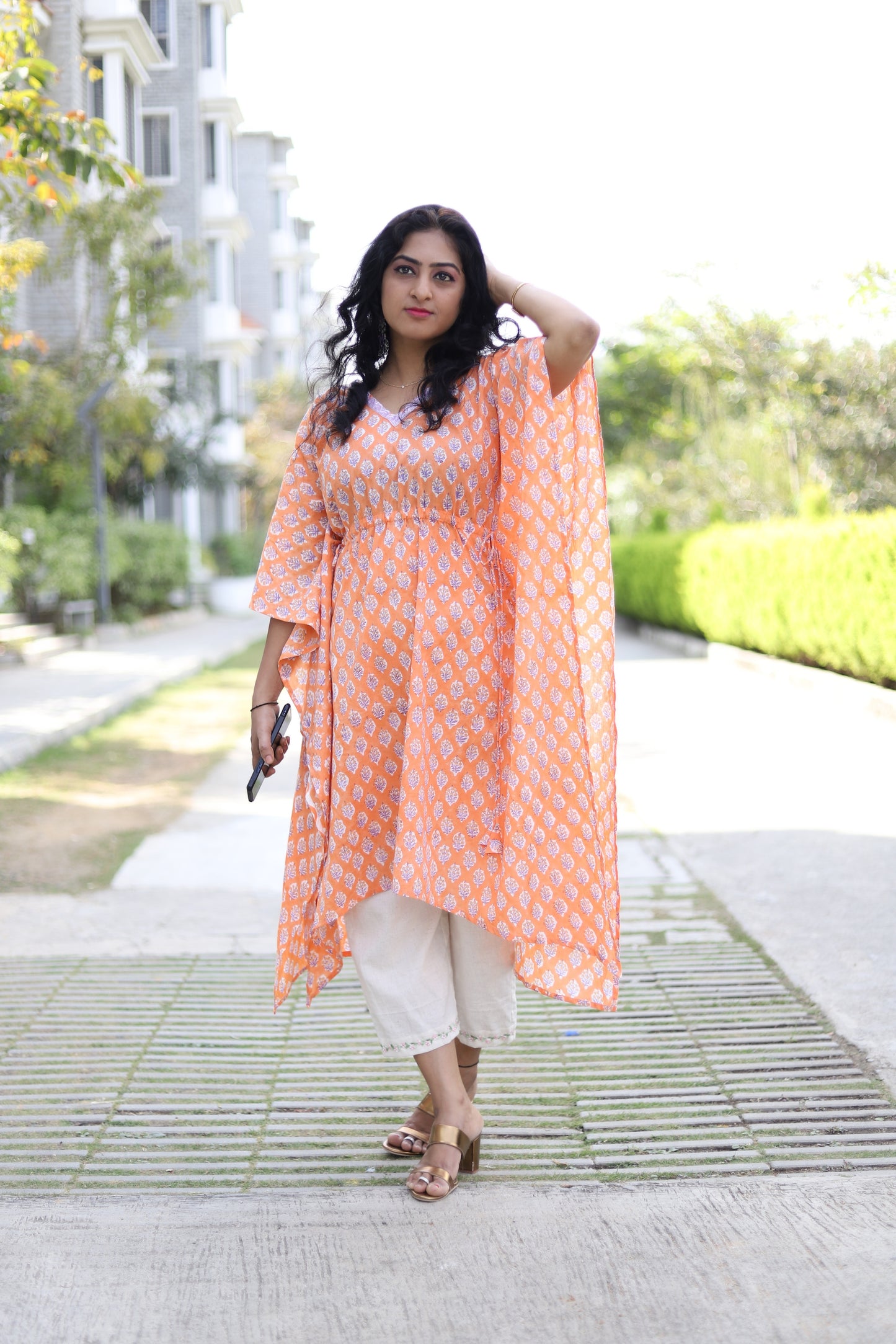 Adjustable Kaftan block printed