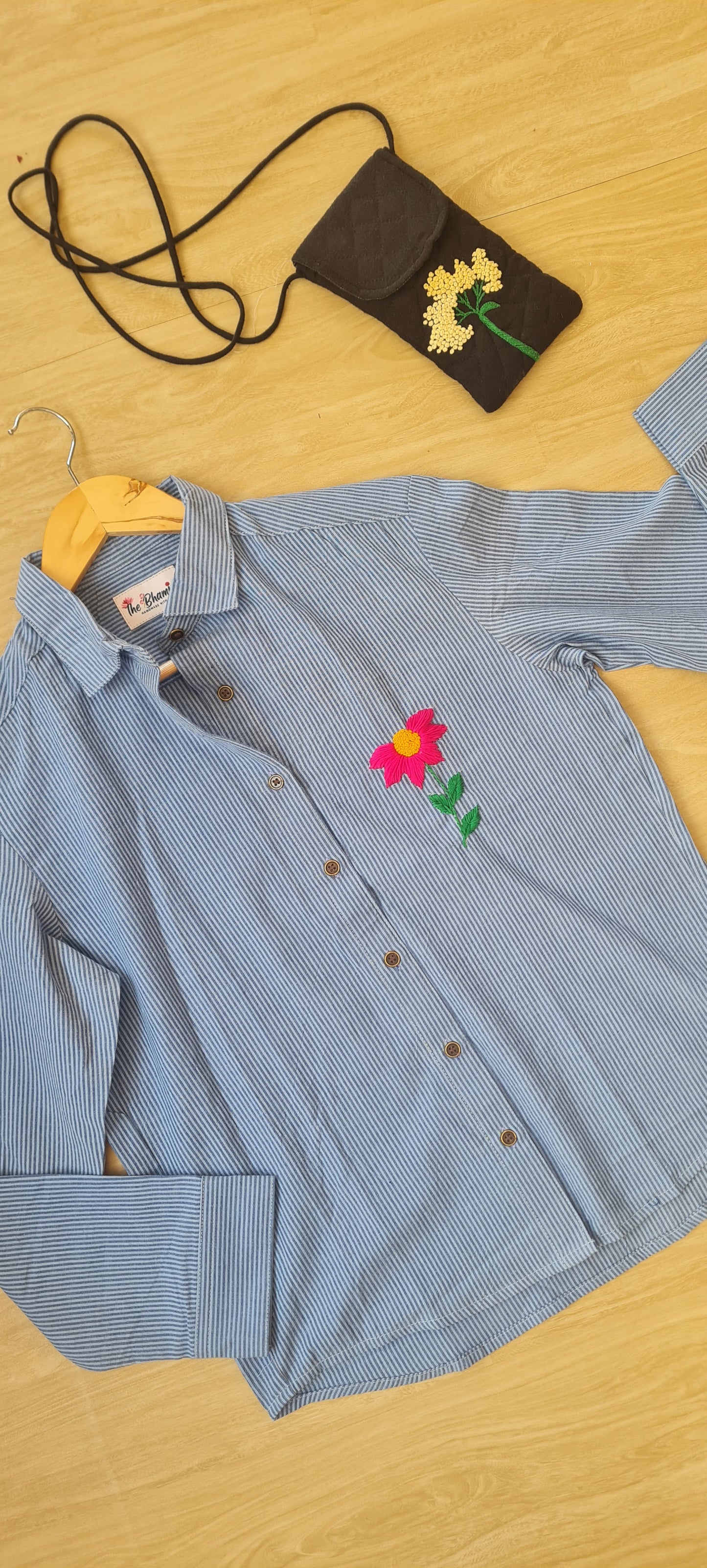 Striped Elegance with a Pop of Pink..Collar Shirt For Woman