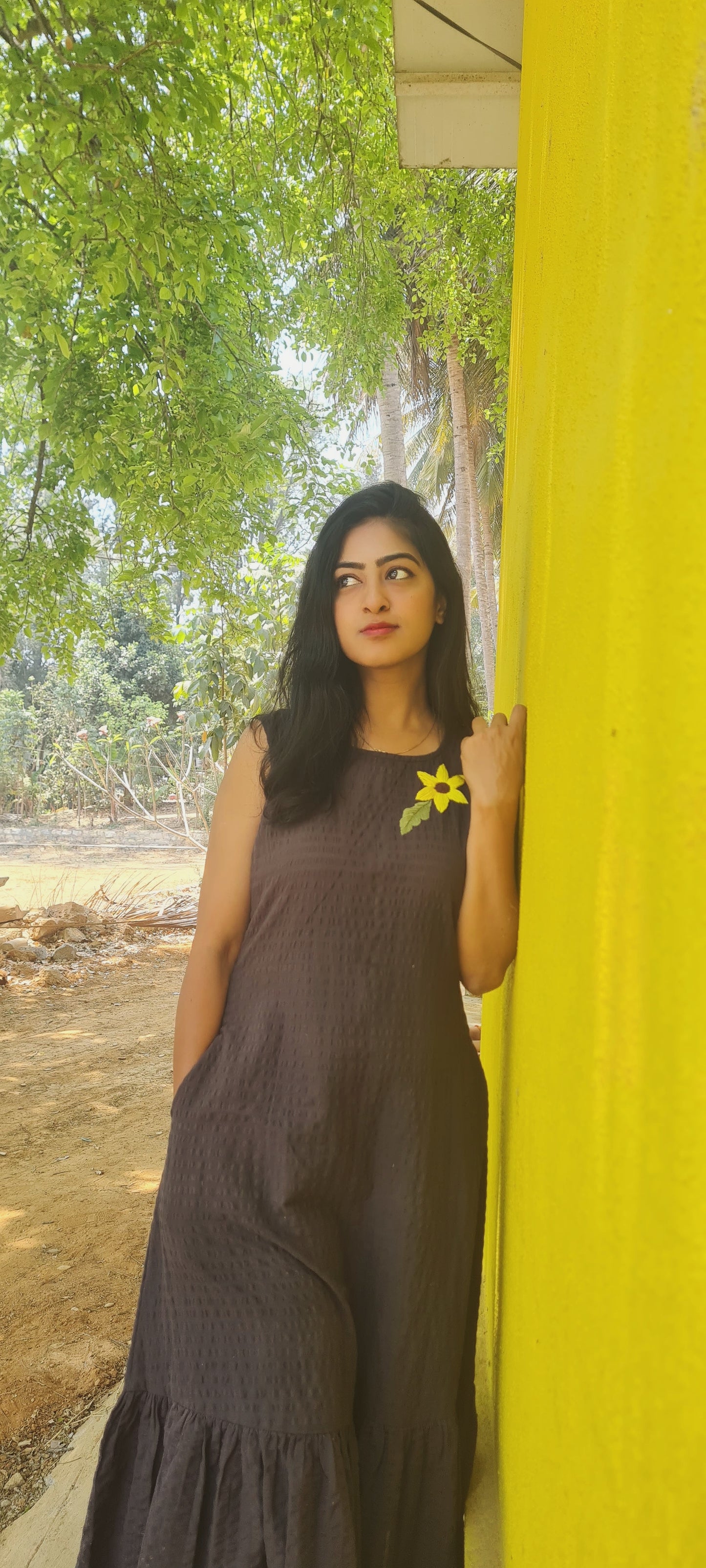Sunflower black popcorn frock