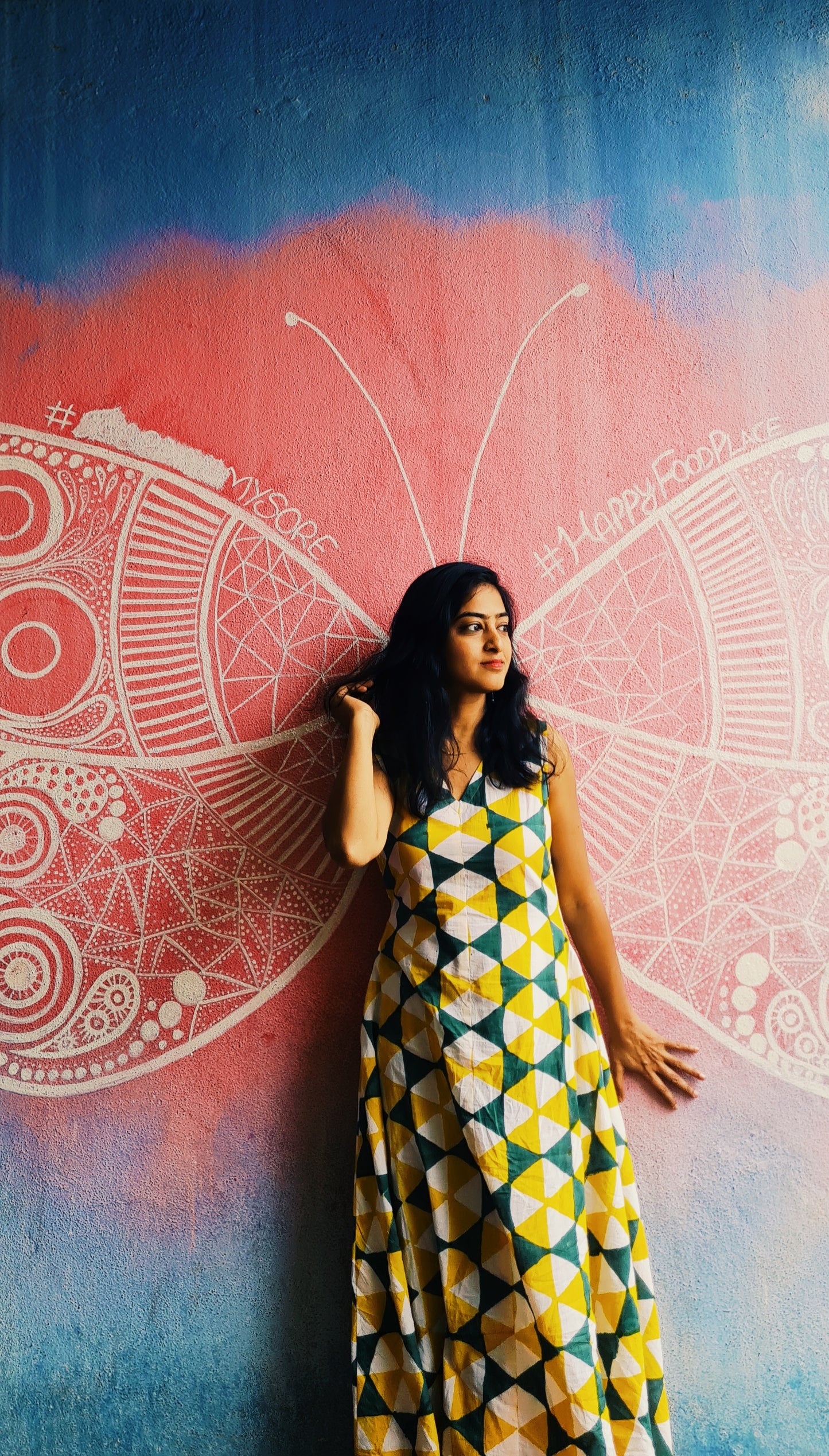 Pocketful of Style: Yellow Green Geometric Frock