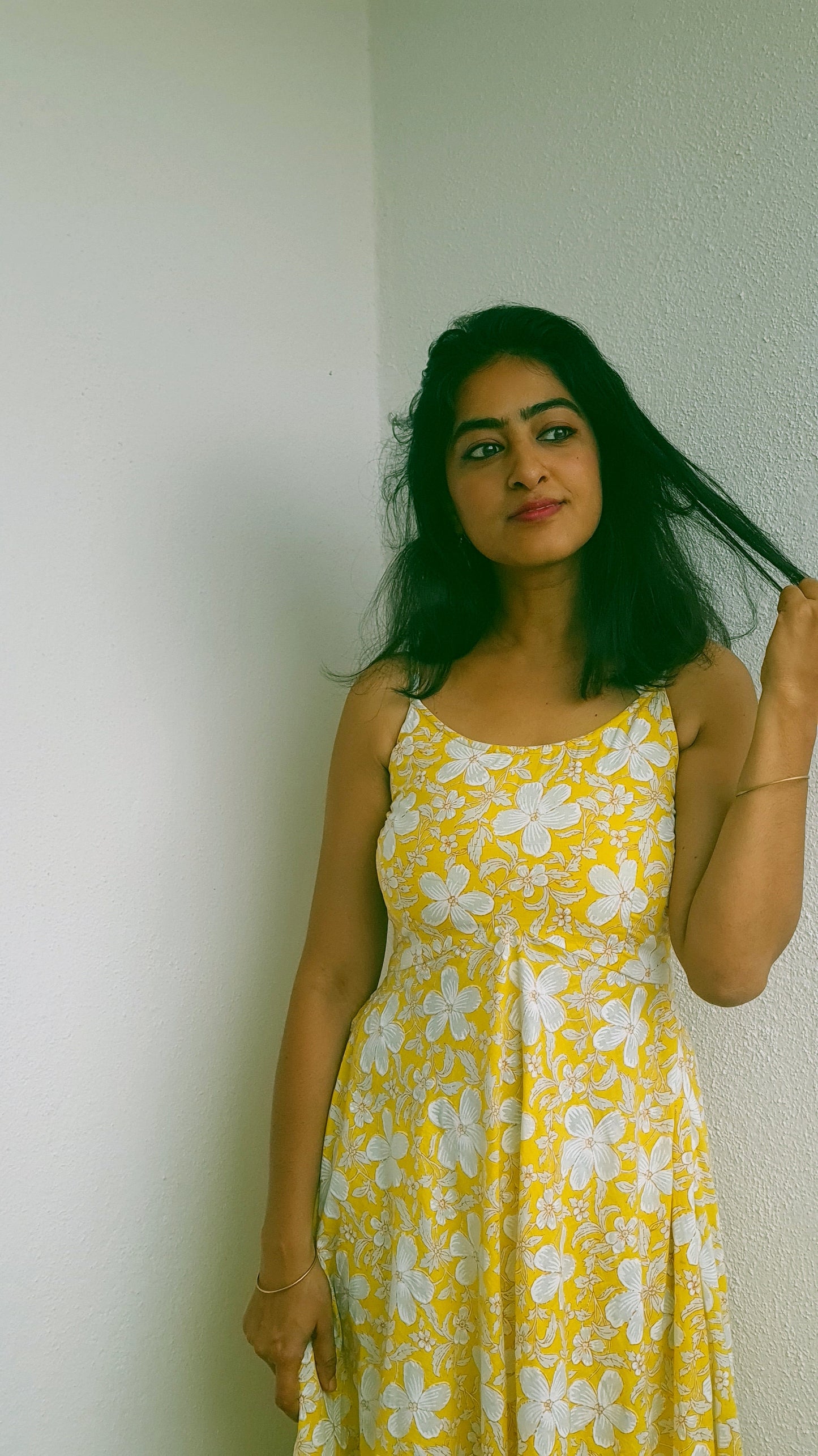 Golden Bloom Cotton Flared Dress