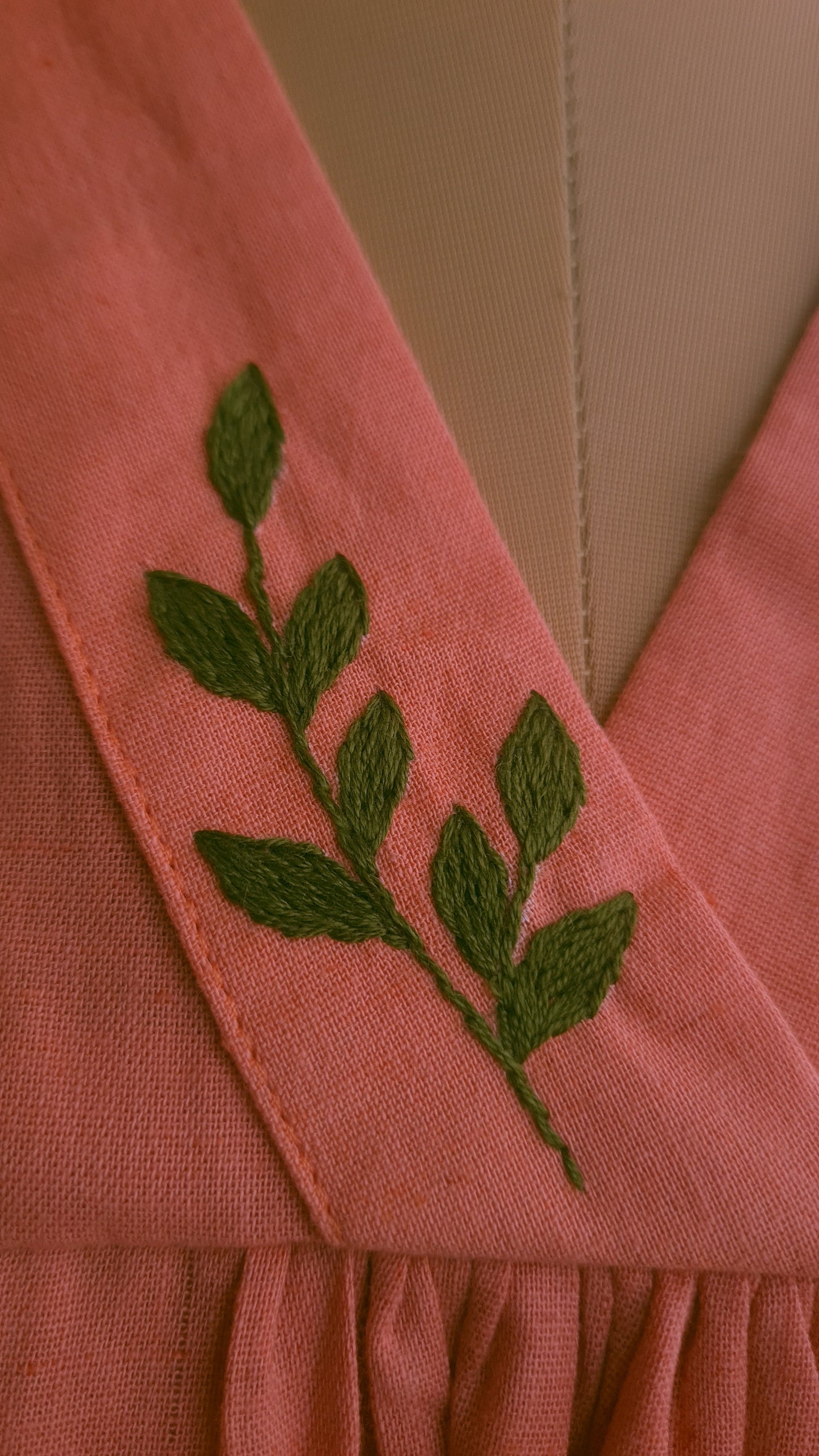 Blush Breeze: Hand-Embroidered Cotton Comfort Dress