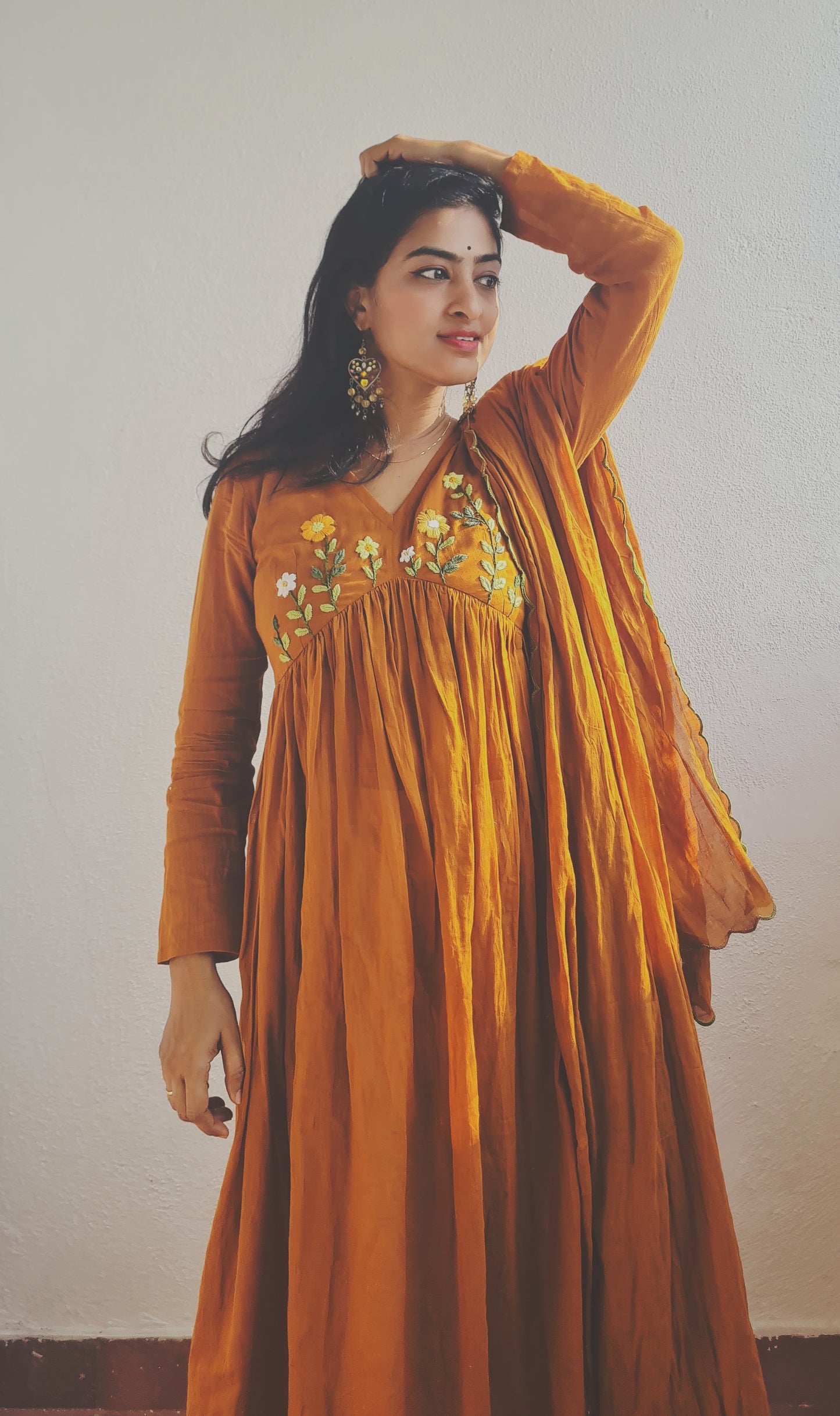 Man vasanai Alia Cut Frock and Dupatta. .Embracing the essence of nature