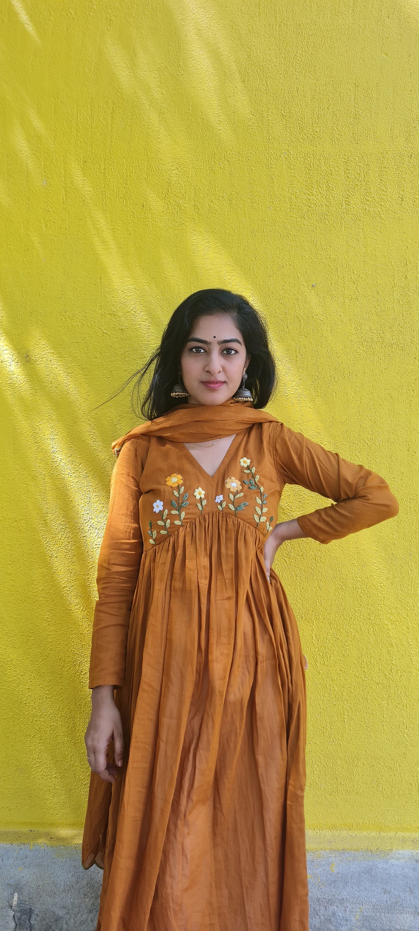 Man vasanai Alia Cut Frock and Dupatta. .Embracing the essence of nature
