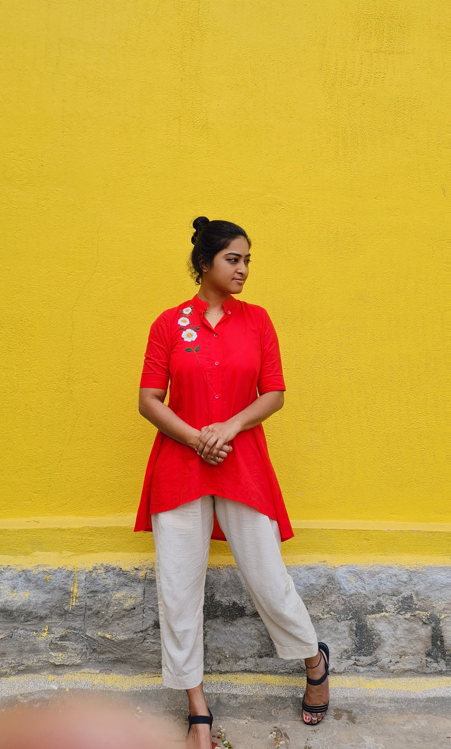 Garden Whispers High Low Cotton Shirt....