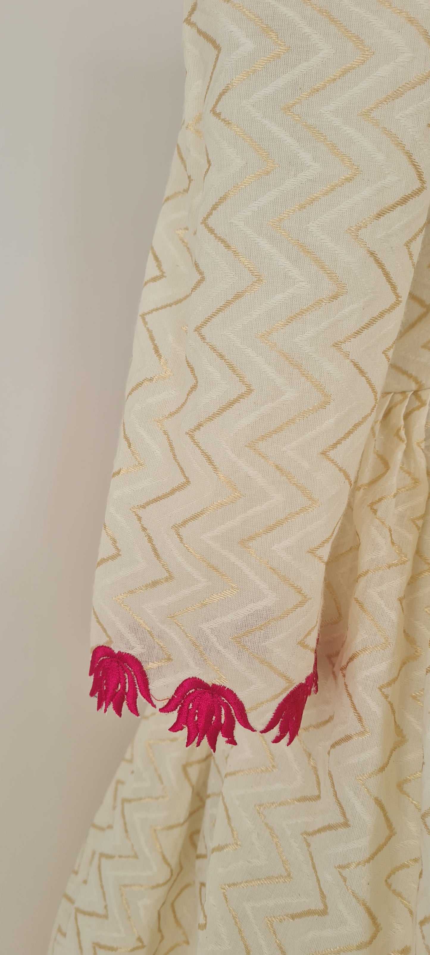 Off white alia cut lotus cut work frock