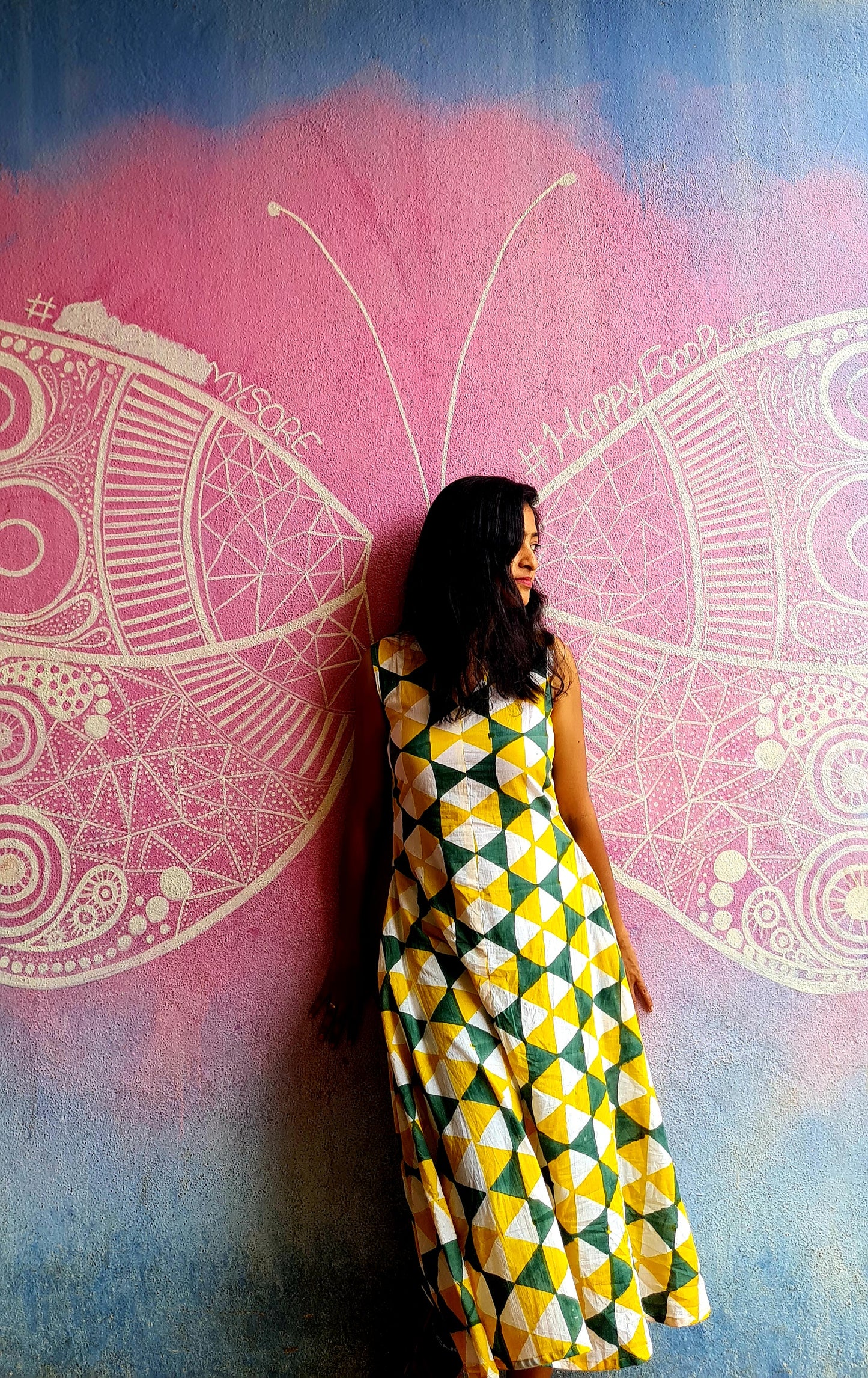 Pocketful of Style: Yellow Green Geometric Frock