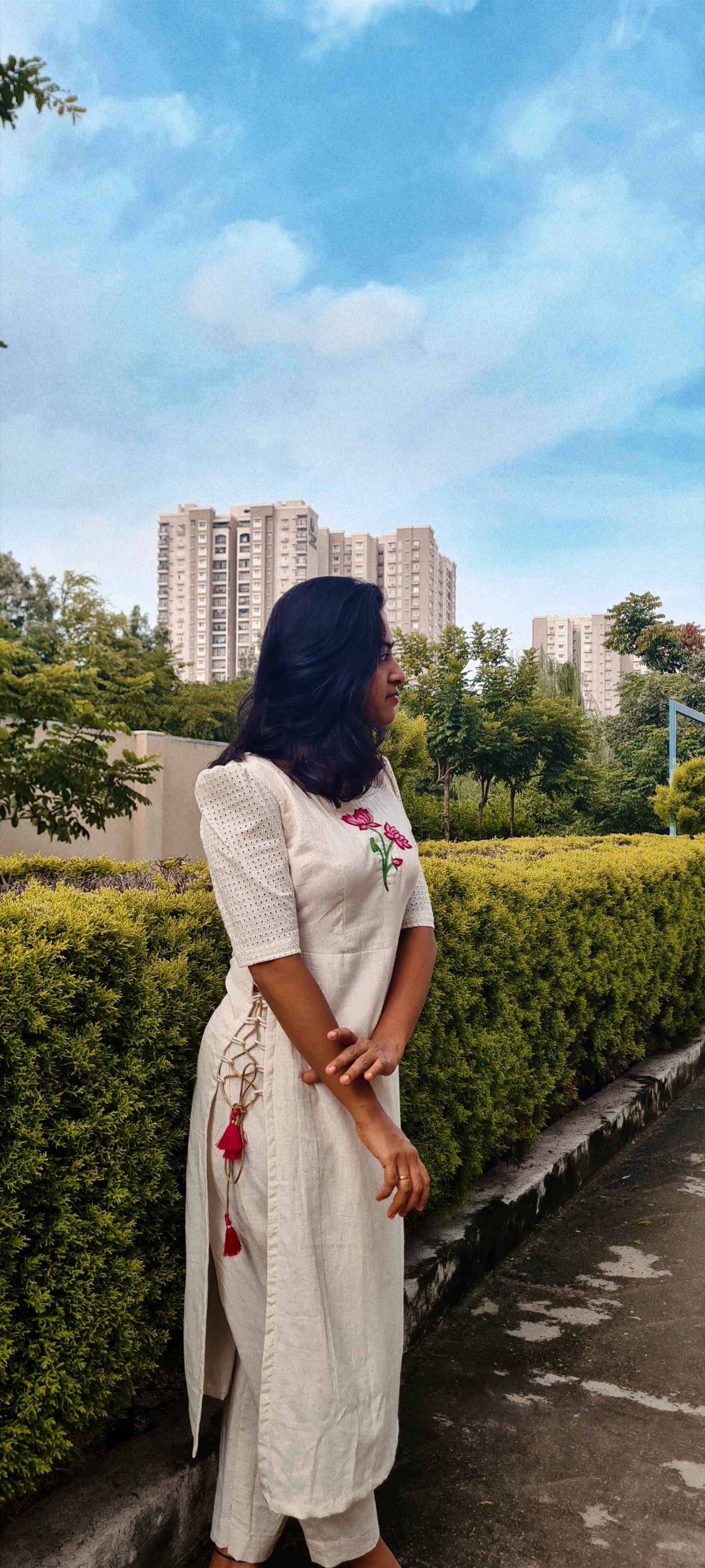 Ethereal Elegance: Lotus Embroidered Kurti