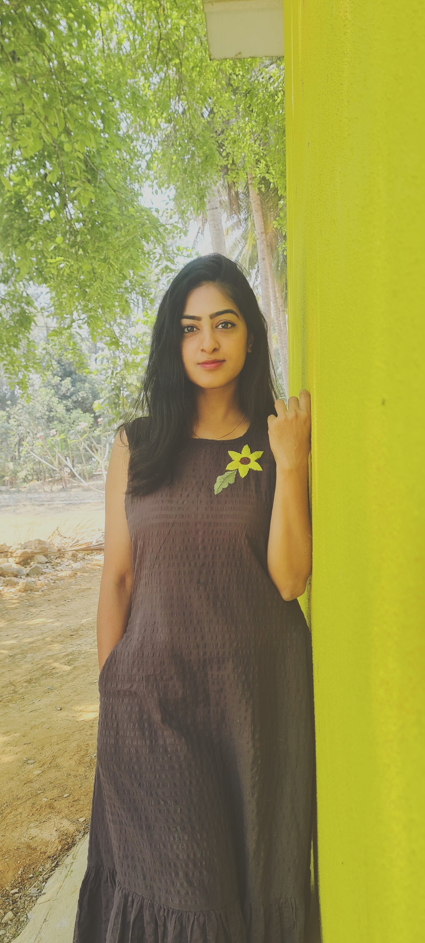 Sunflower black popcorn frock