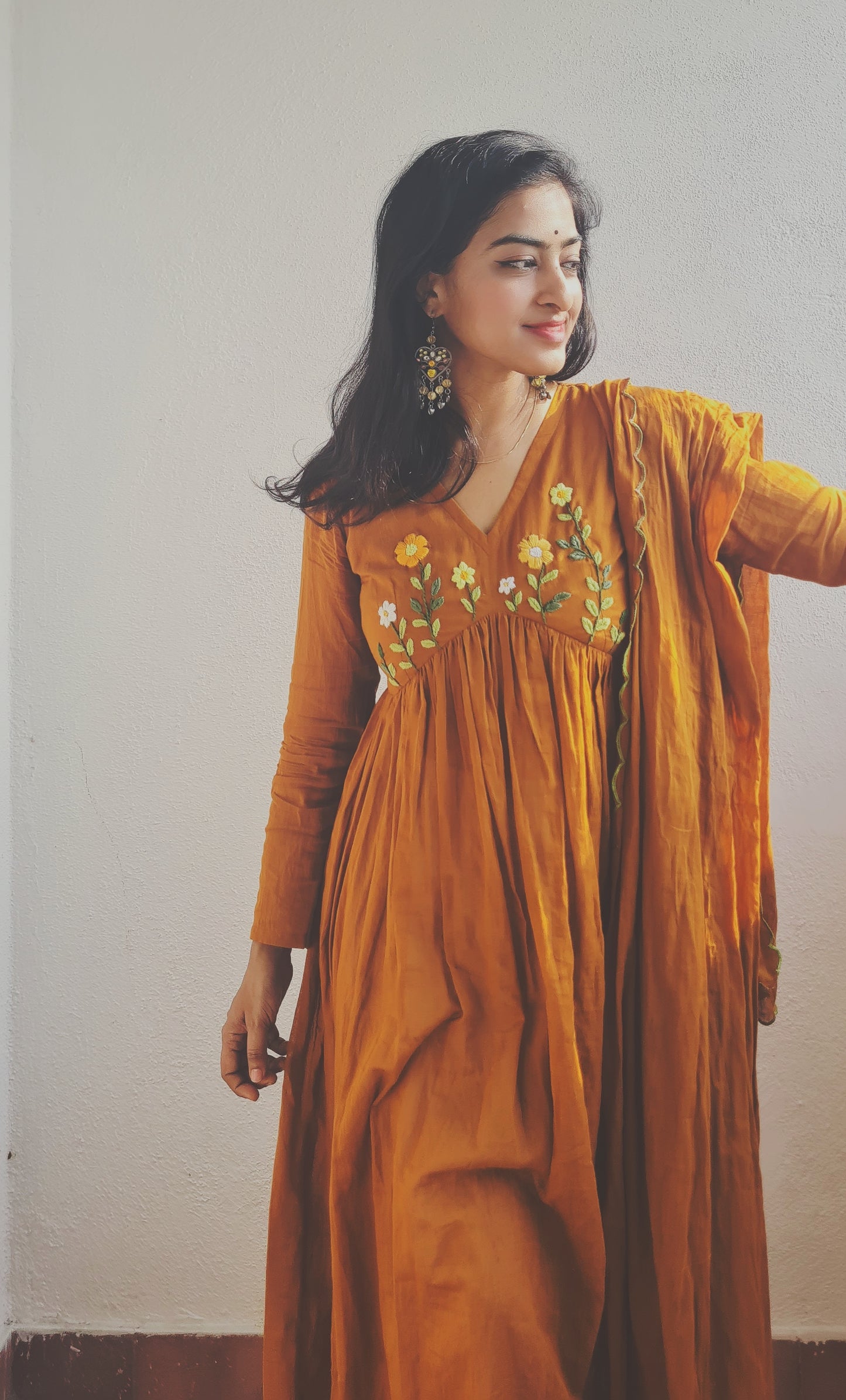 Man vasanai Alia Cut Frock and Dupatta. .Embracing the essence of nature