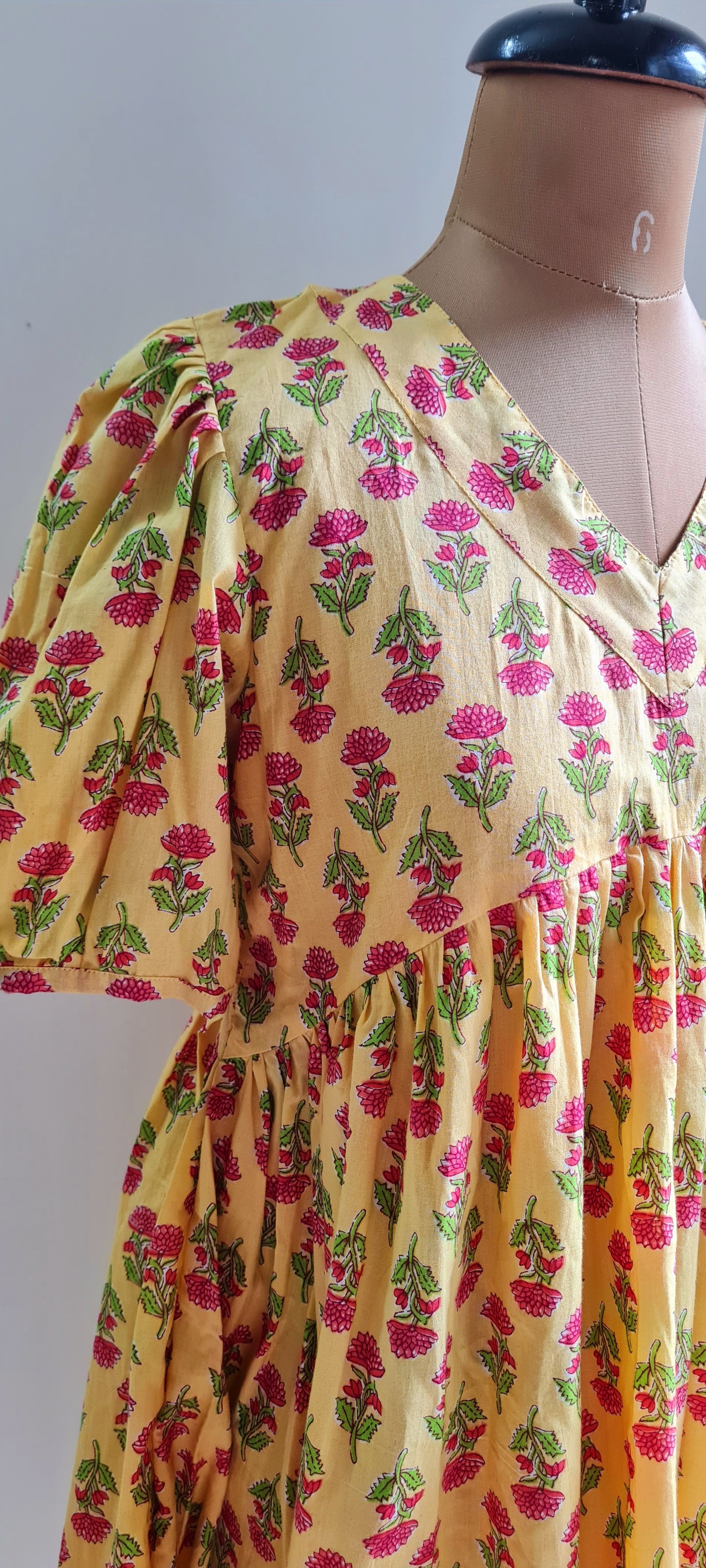 Pink And Yellow Peplum Top