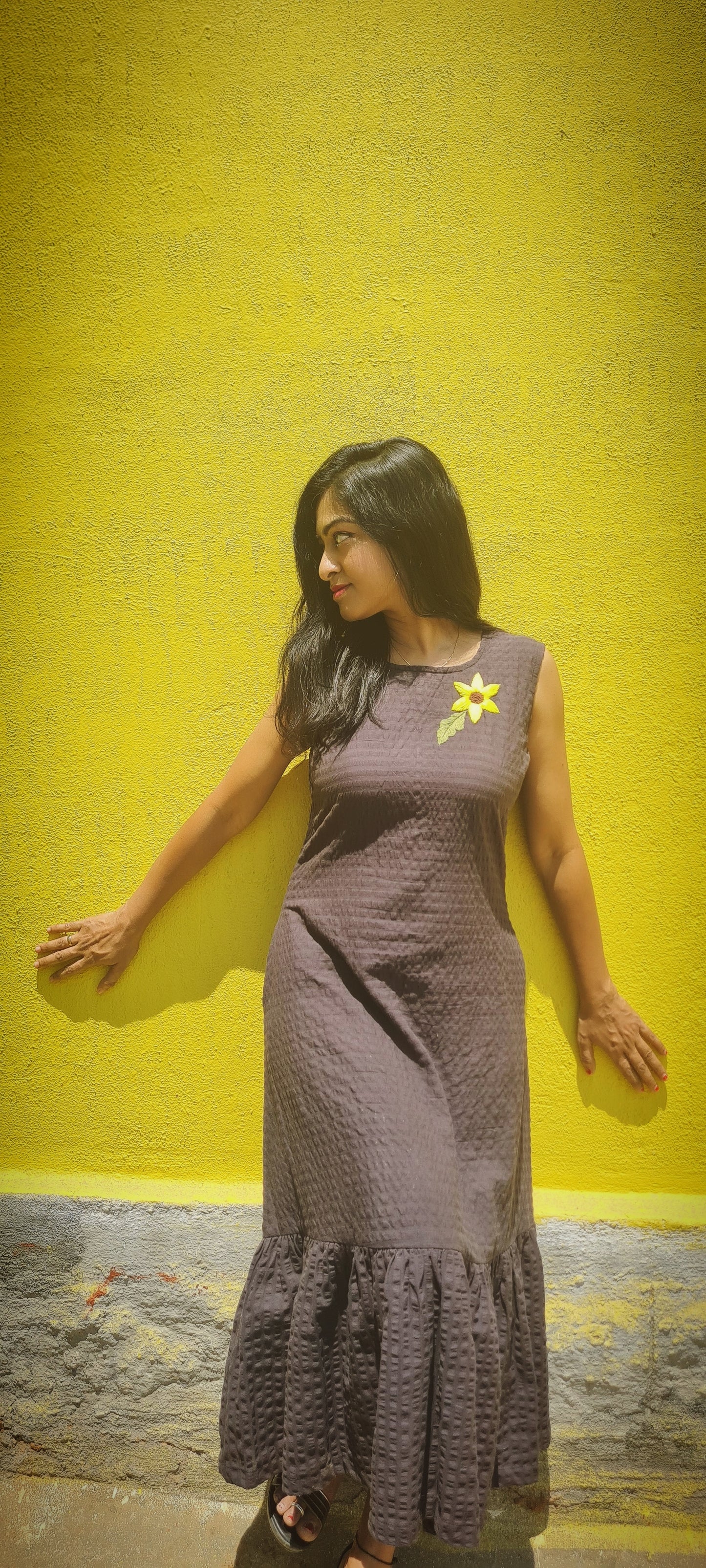 Sunflower black popcorn frock
