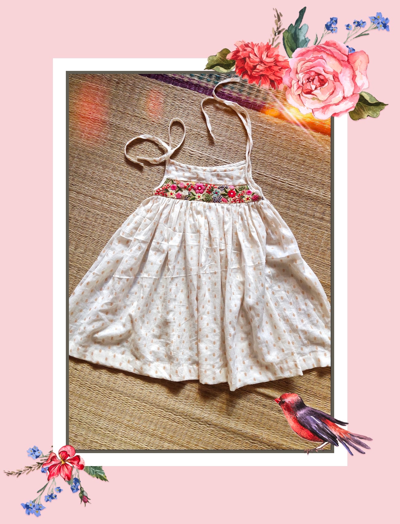 Golden Polka Magic cotton frock