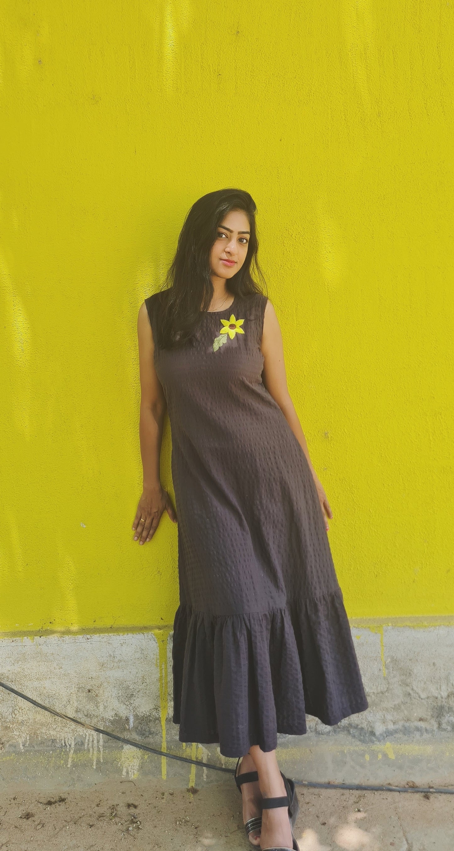 Sunflower black popcorn frock