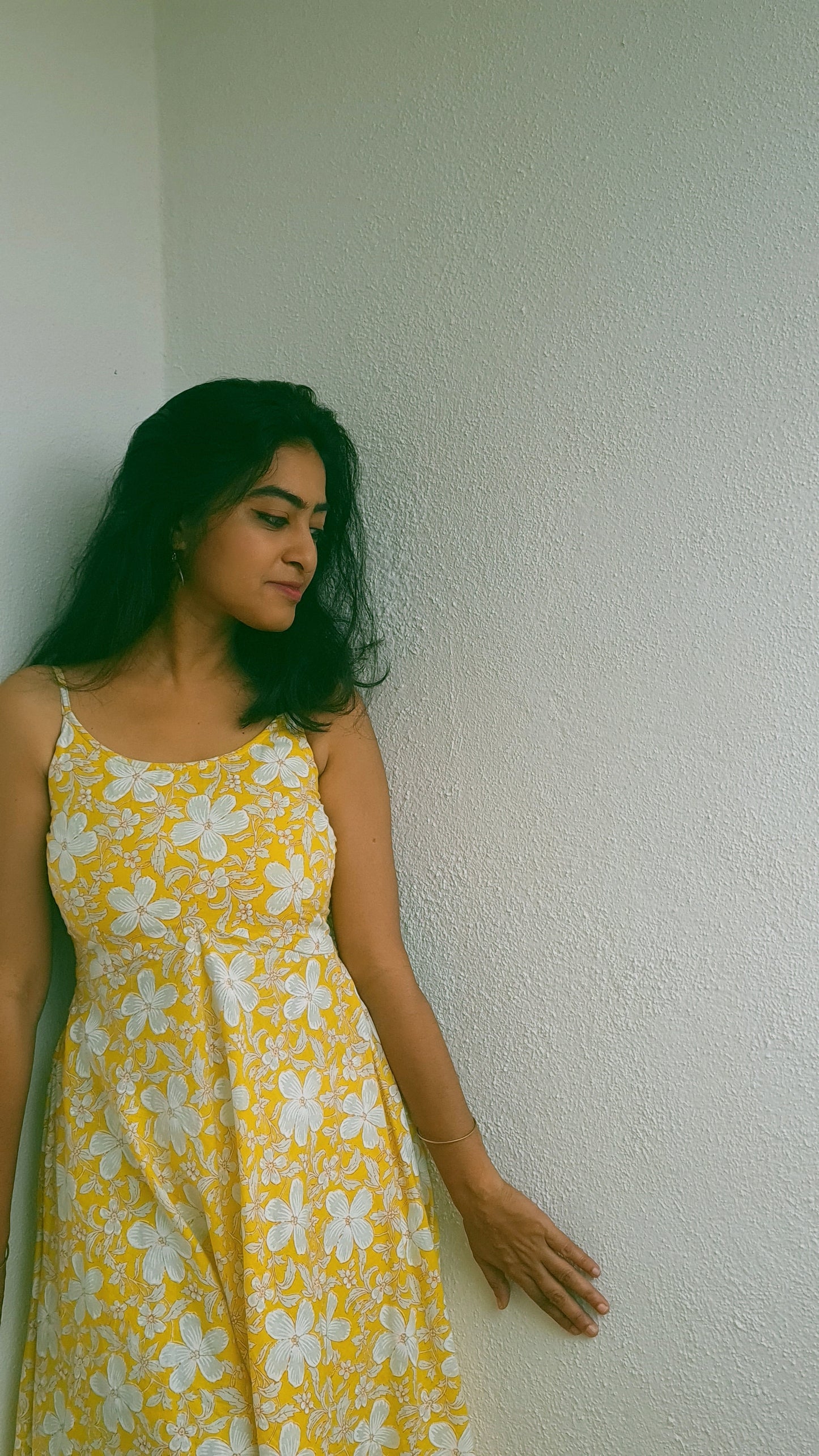 Golden Bloom Cotton Flared Dress