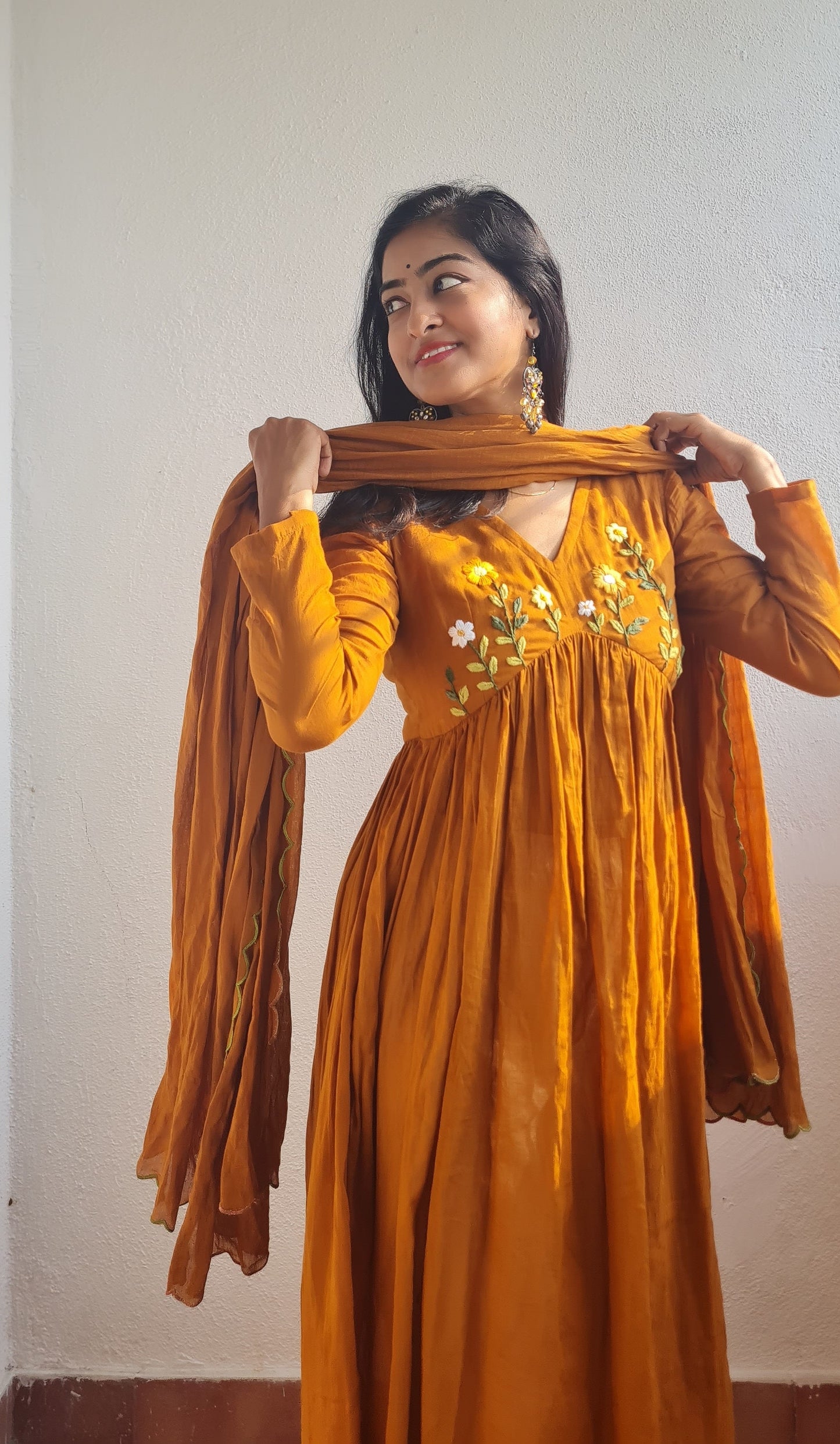 Man vasanai Alia Cut Frock and Dupatta. .Embracing the essence of nature