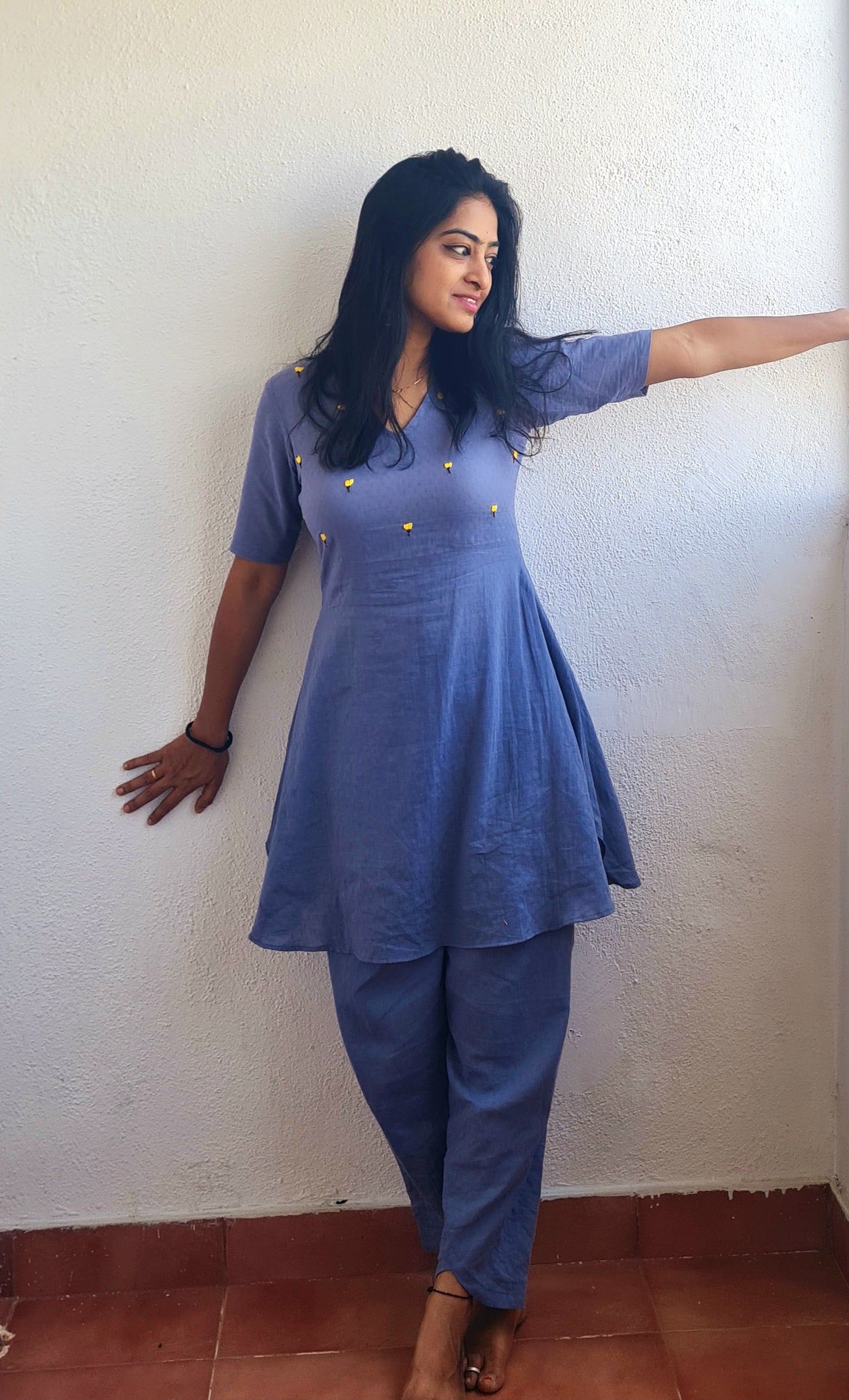 Hand Embroidered Grey Coord Set HECOO09