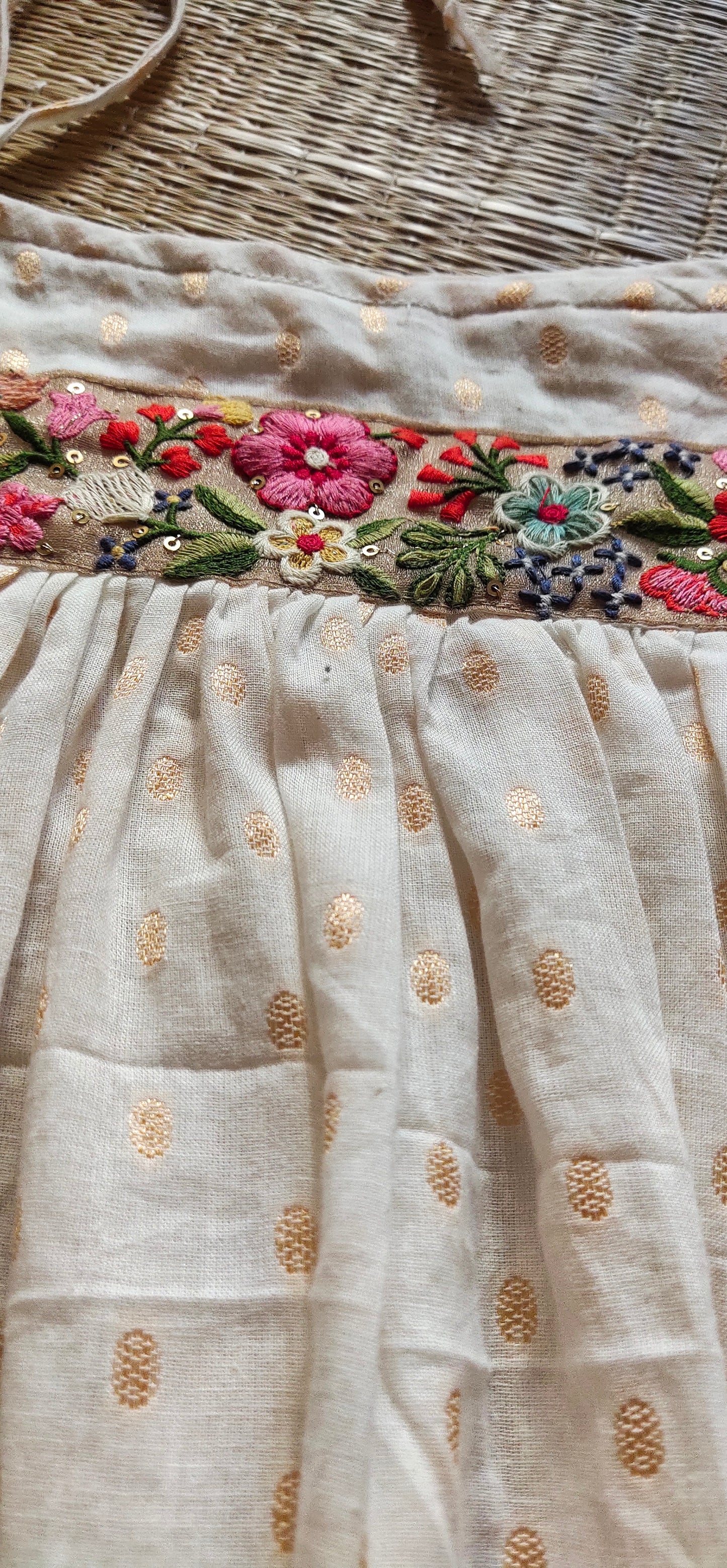 Golden Polka Magic cotton frock