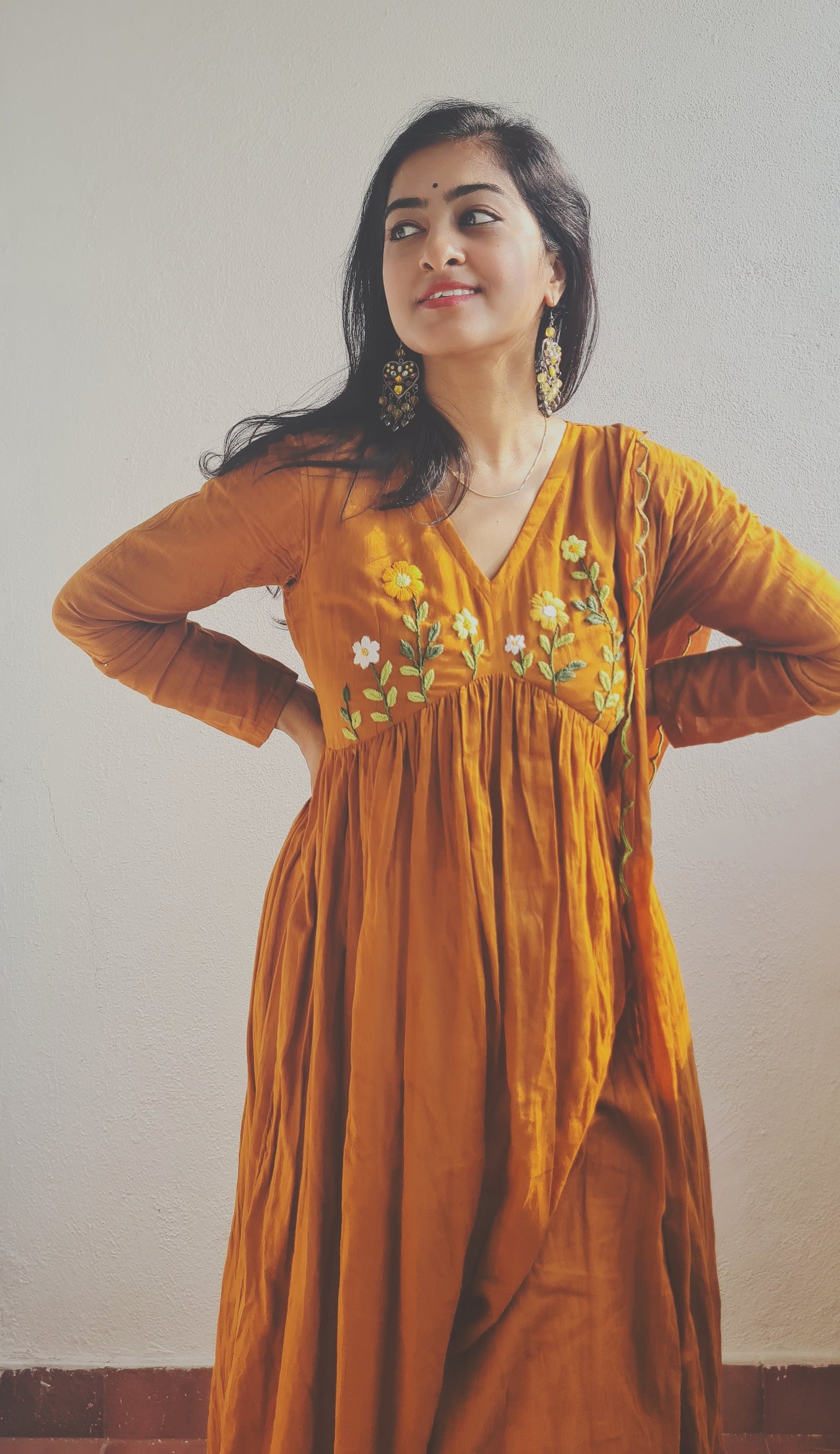 Man vasanai Alia Cut Frock and Dupatta. .Embracing the essence of nature