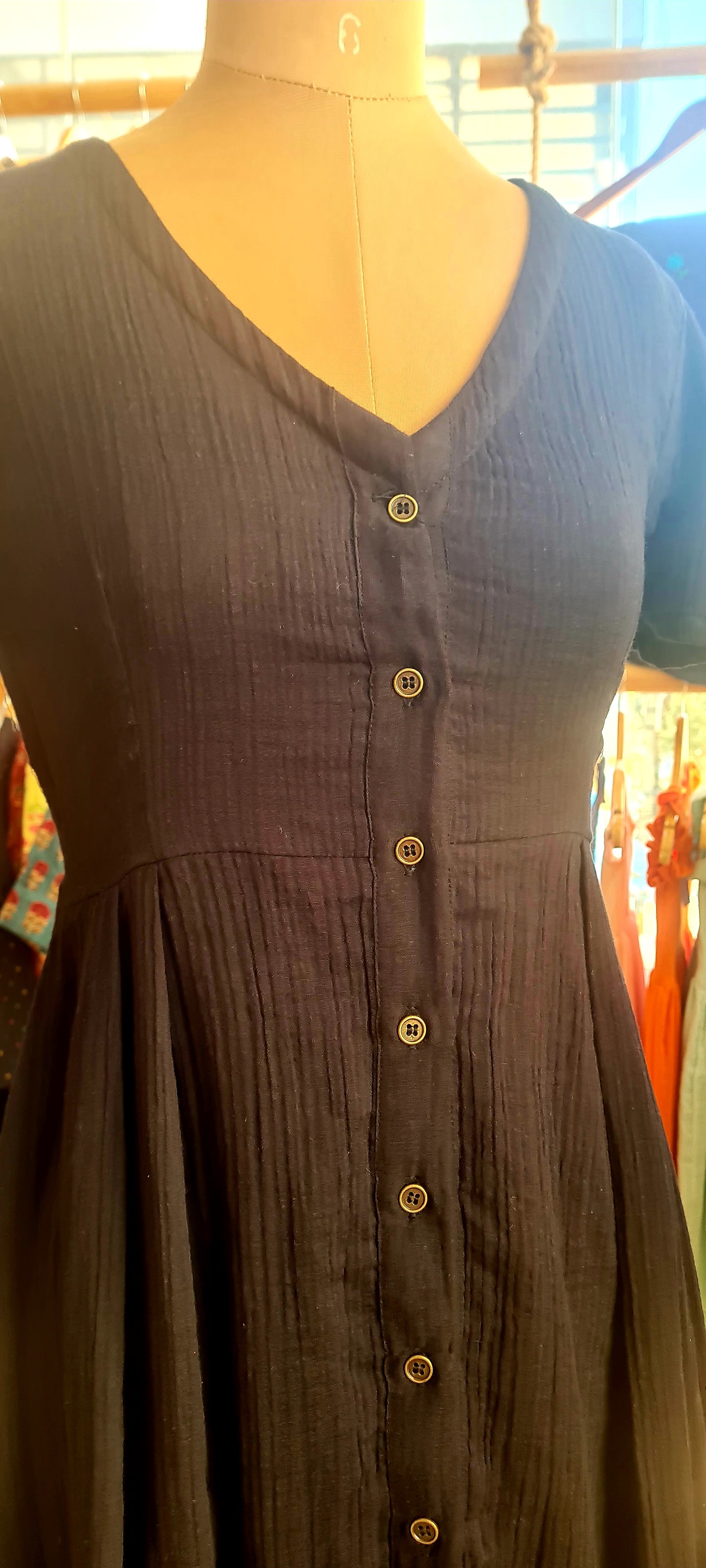 Comfortable Chic: Black Muslin Cotton Frock