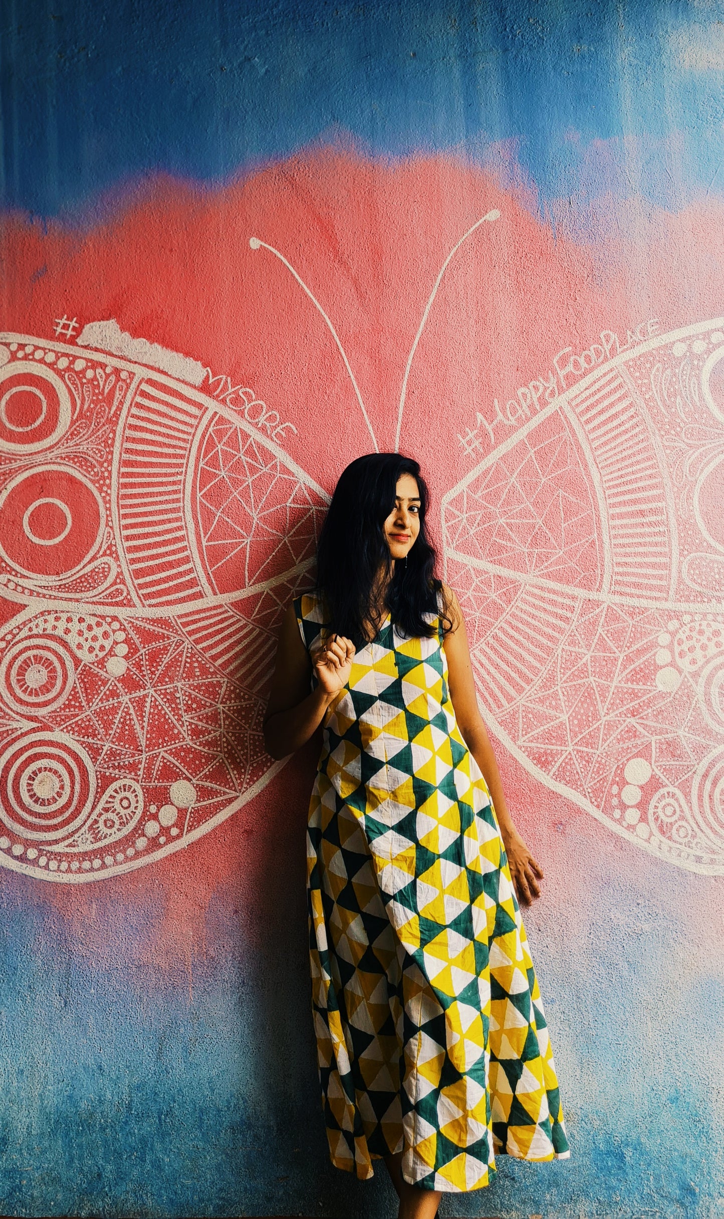 Pocketful of Style: Yellow Green Geometric Frock