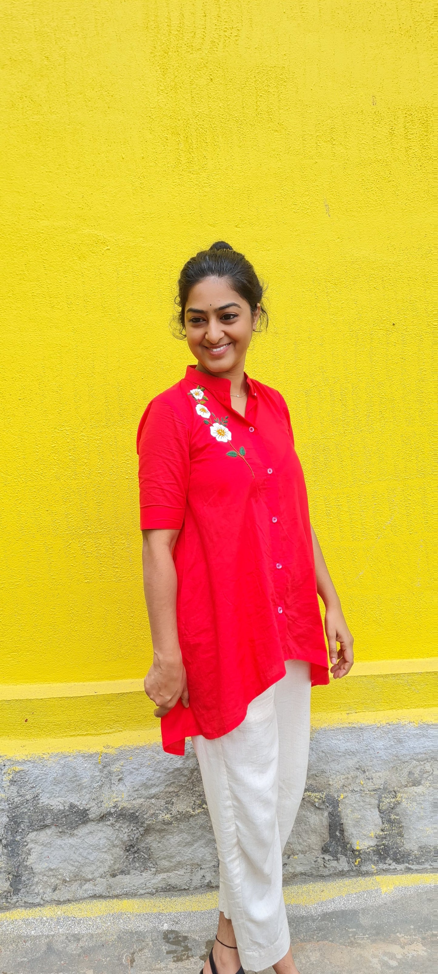 Garden Whispers High Low Cotton Shirt....