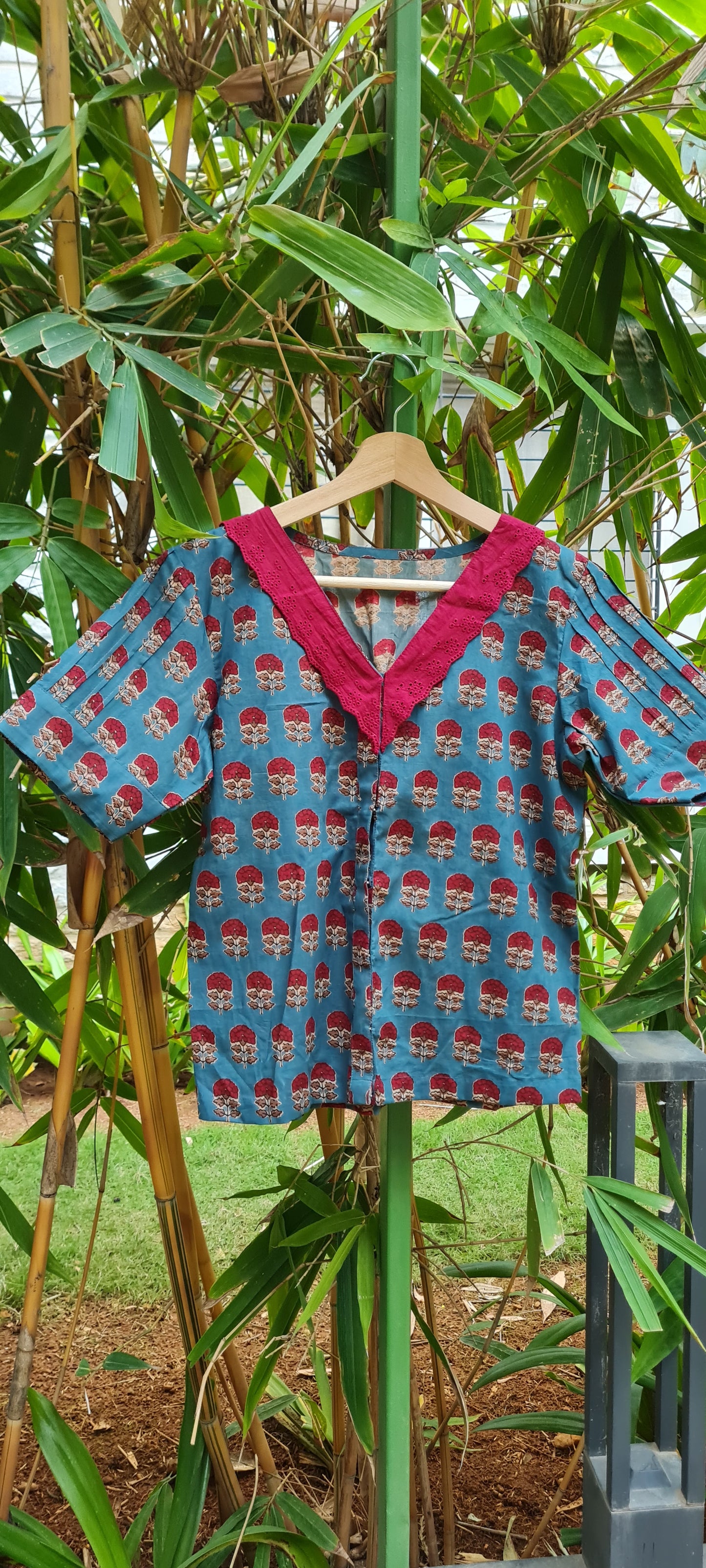 Block printed Short Top TP0001