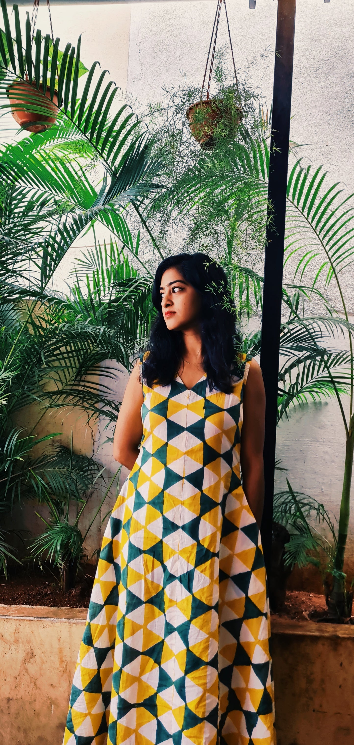 Pocketful of Style: Yellow Green Geometric Frock
