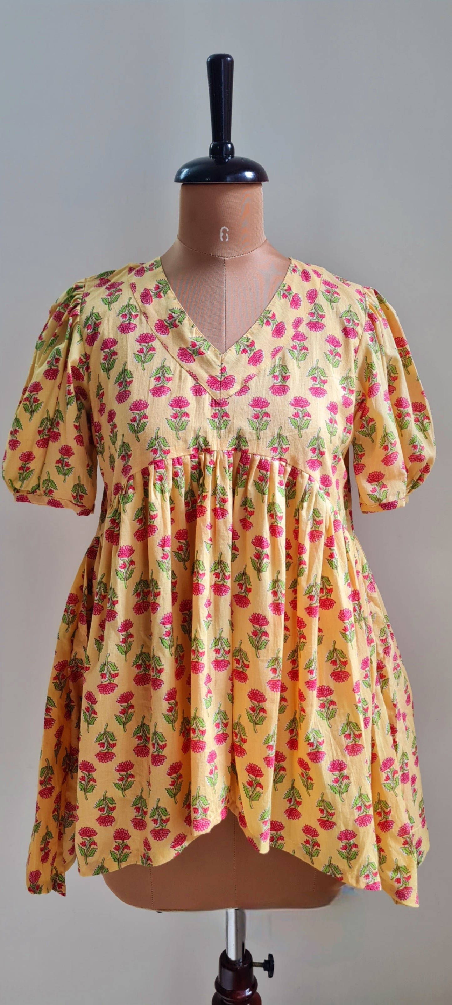 Pink And Yellow Peplum Top