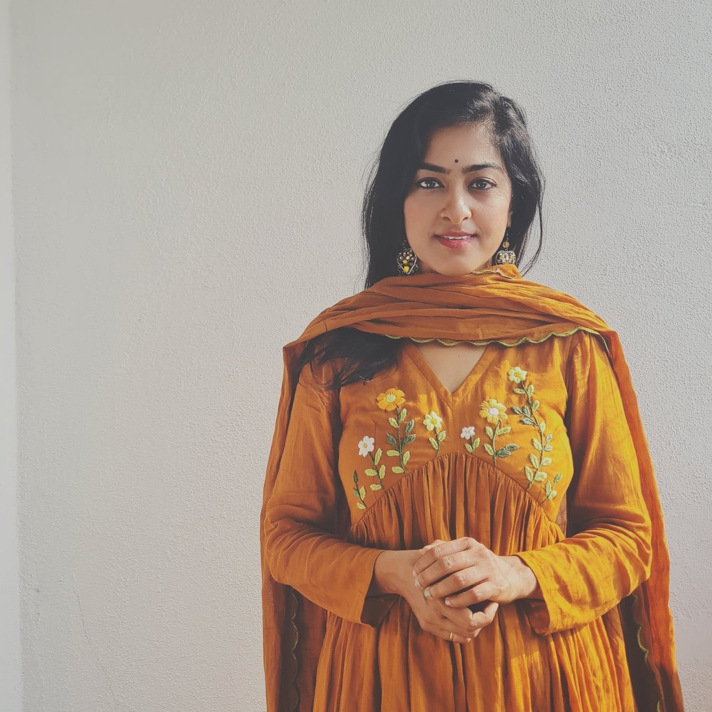 Man vasanai Alia Cut Frock and Dupatta. .Embracing the essence of nature