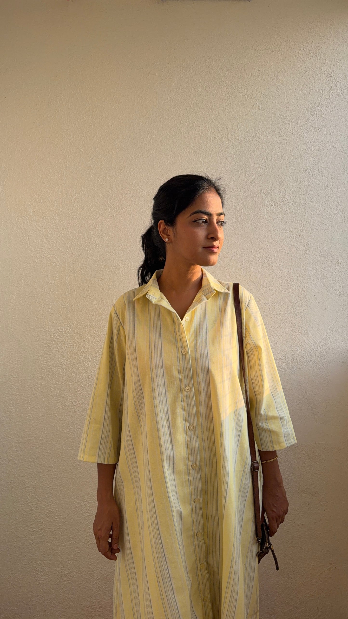 Yellow Stripe – Lumière Workday Shirt Dress